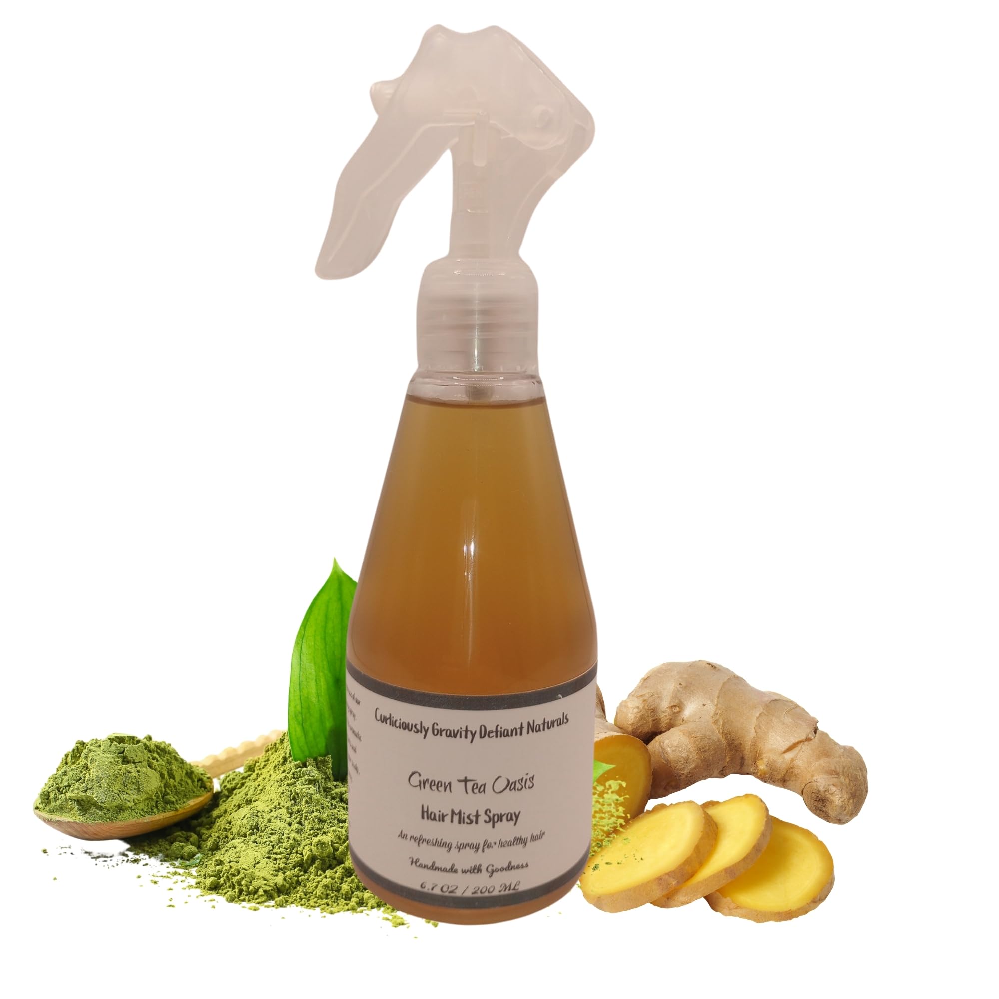 Organic Green Tea & Ginger Oil-Free Hair Mist Spray - Daily Moisturizing & Hydrating for All Hair Types (1A-4C) | Safe for Dreadlocs, Sisterlocs, Men, Women & Babies | Refreshing Scalp Care | Perfect for Dry Hair, Post-Workout & Travel