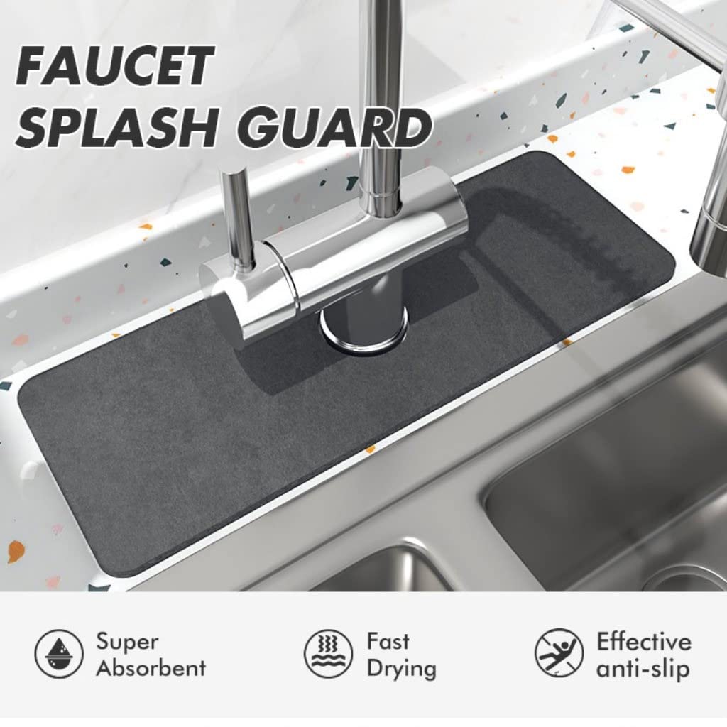 Grafken Soft Diatomaceous Earth Bath Mat Set - 4 Piece Absorbent, Non-Slip Kitchen Sink Mat with Waterproof Backing | Perfect for Bathroom, Shower, Kitchen Sink & Laundry Room Floor Protection