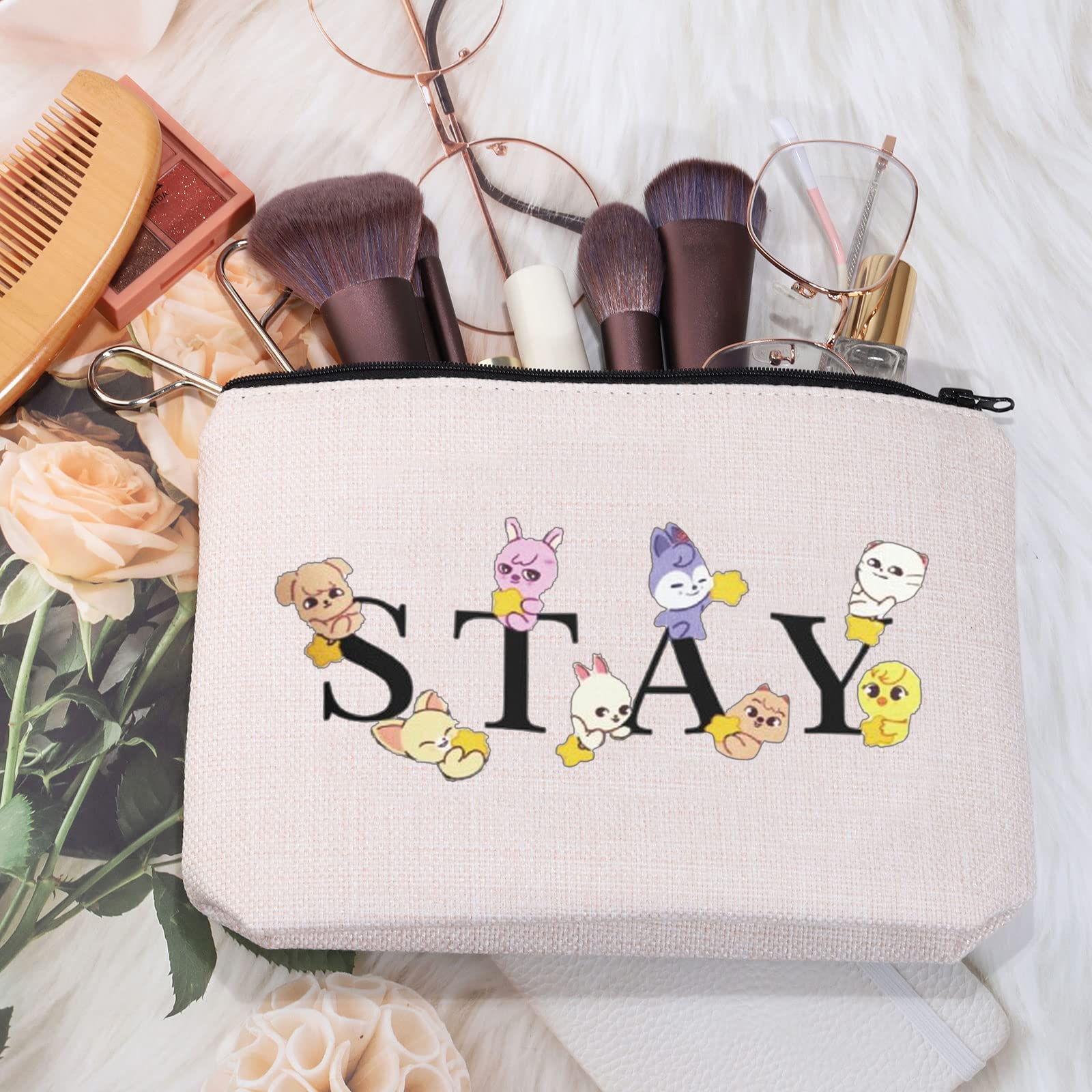MYOSPARK SKZ K-POP Makeup Bag - Stray Kids Boy Group Merchandise for STAY Fans | Waterproof Cosmetic Pouch for Travel, Gym & Daily Use | Perfect Gift for K-POP Music Lovers (UK Stay Bag)