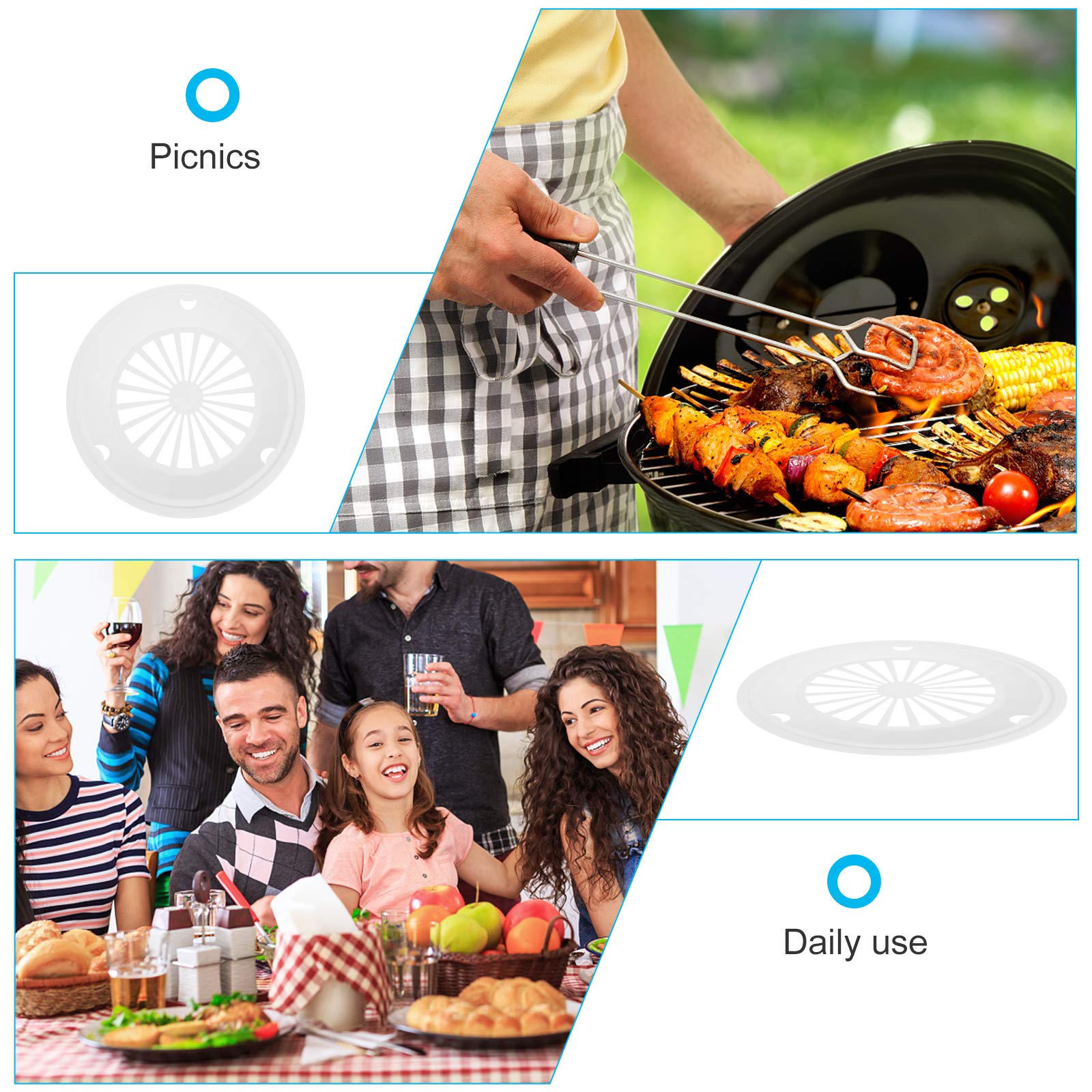 DOITOOL 10-Pack Reusable Plastic BBQ Paper Plate Holders - Durable Dinner Plates & Baking Trays for Outdoor Picnics, Parties, Camping & Barbecues