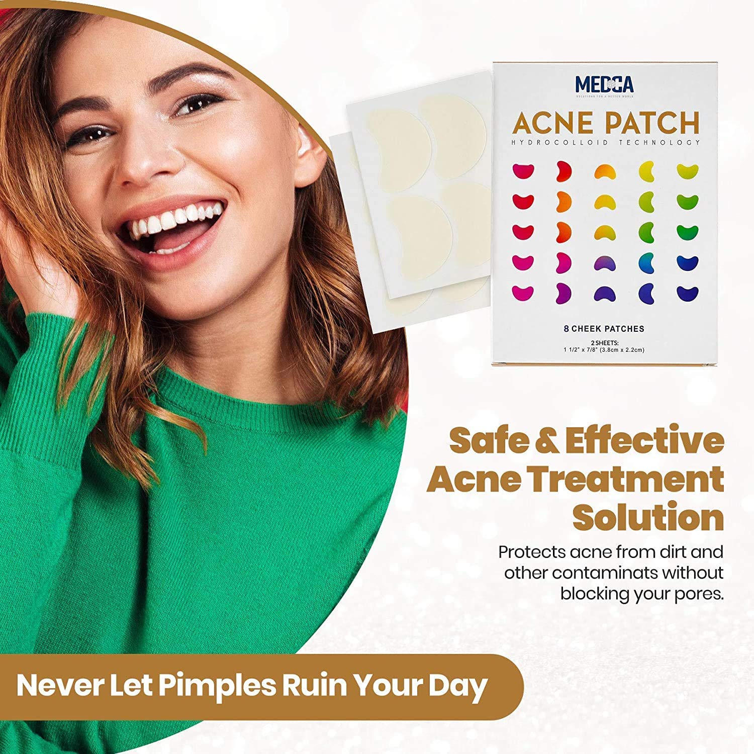 MEDca Acne Pimple Patch - 16 Count Hydrocolloid Bandages for Cheek & Face - Absorbing Spot Treatment for Pimples & Blackheads - Clear Skin Care for Teens & Adults - Perfect for Overnight Use & Daily Breakout Control