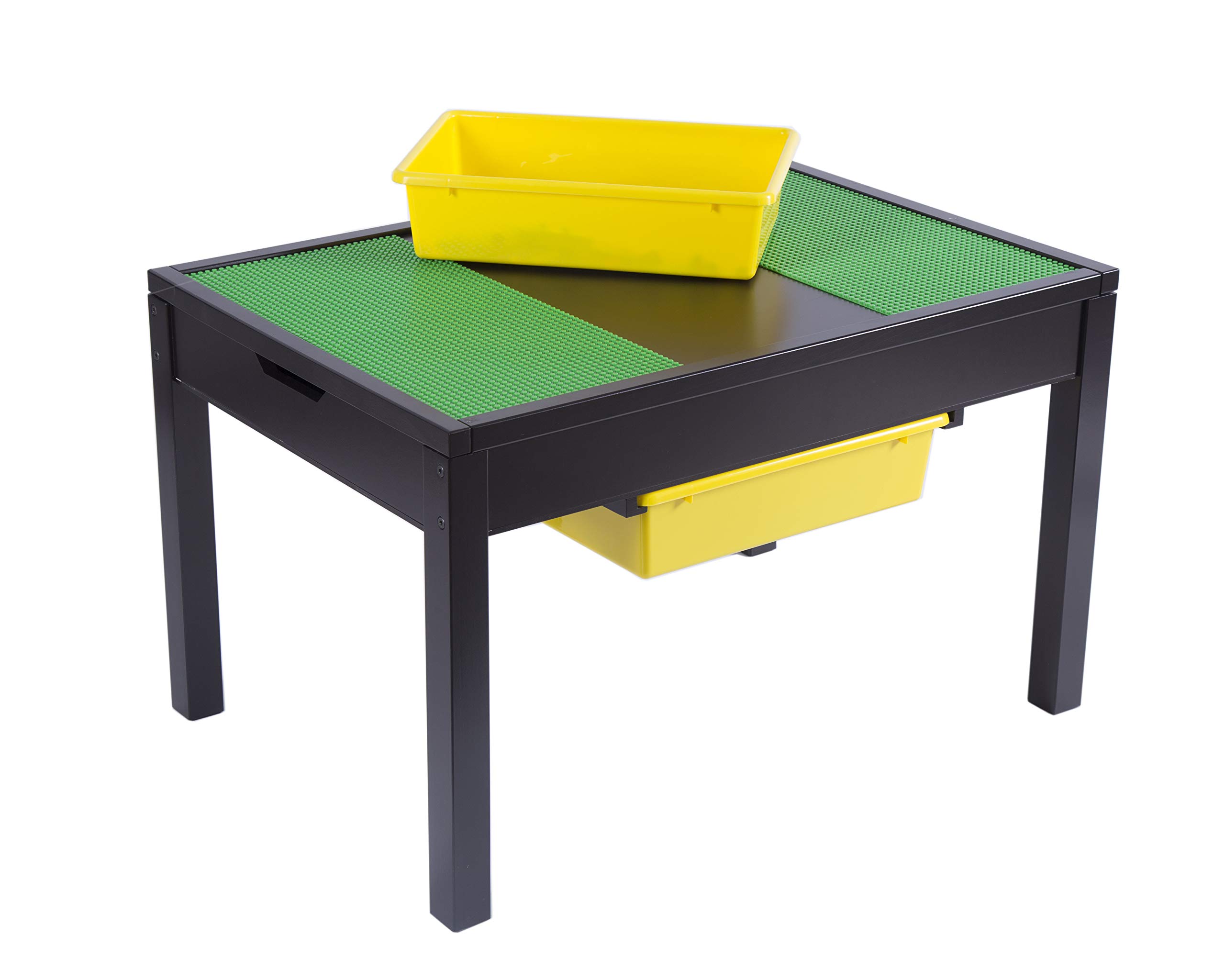 UTEX Large 2-in-1 Kids Activity Table with Storage | Play Table for Boys & Girls Ages 5-12 | Espresso Wooden Toy Organizer | Perfect for Playroom, Classroom & Homeschool Activities