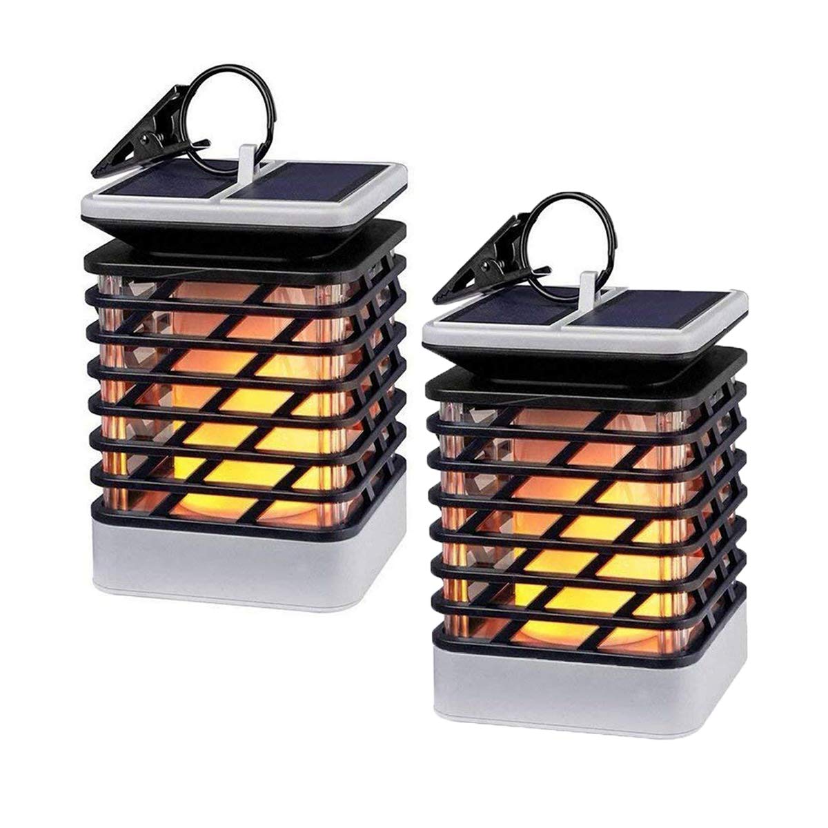 ELEOPTION Solar Lanterns Outdoor Lights - Waterproof Hanging Solar Lights with Realistic Dancing Flame Effect, Auto On/Off Sensor - Perfect for Garden, Patio, Lawn, Deck, Umbrella, Tent, Tree, Yard, Driveway (2 Pack) - Create Magical Ambiance for Parties, Weddings & Outdoor Decor