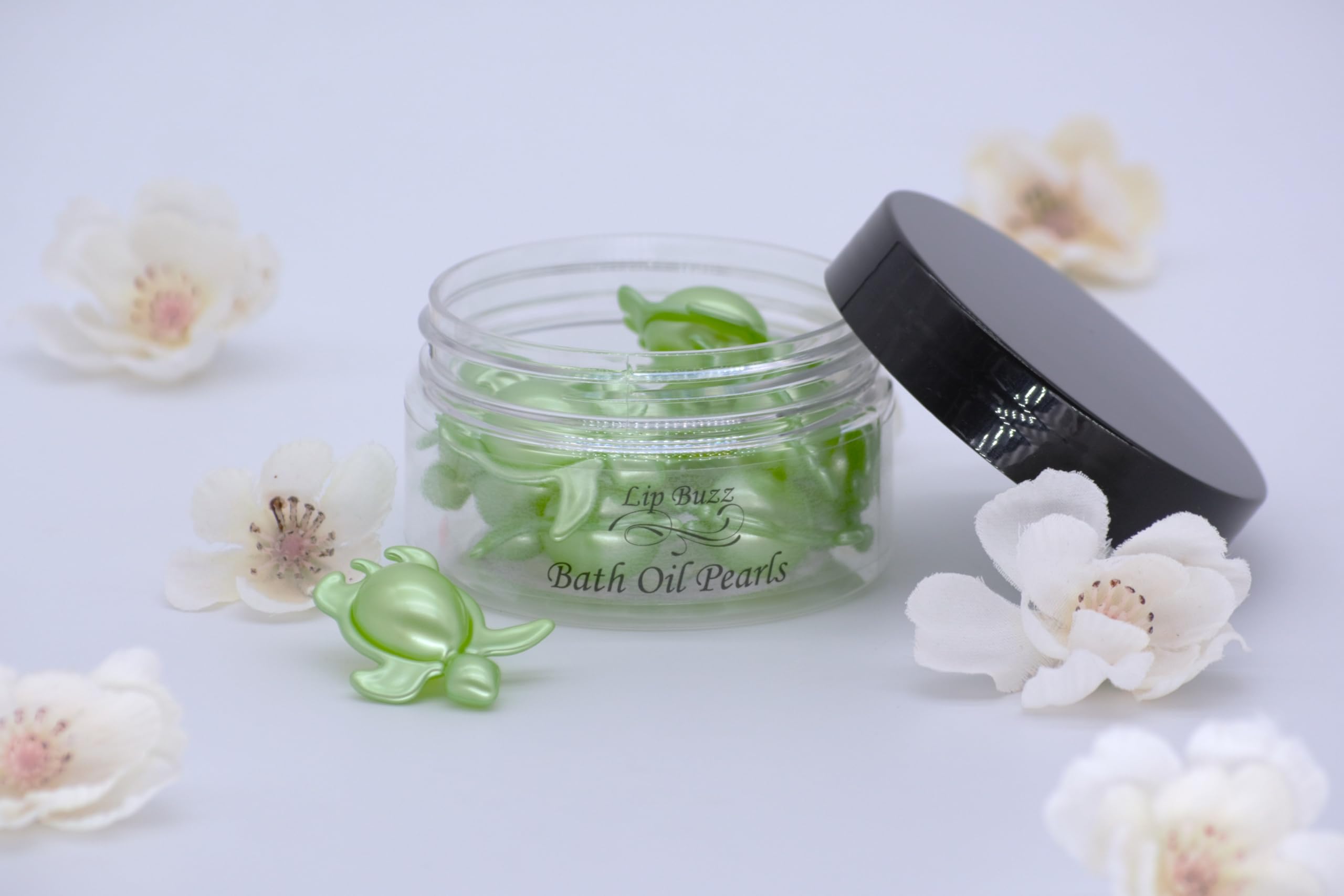 Kiwi Sea Turtle Oil Beads - Luxurious Bath Oil Pearls for Relaxation & Skin Hydration (10 Pearls in Glass Jar) | Perfect for Spa Nights, Self-Care Rituals & Gift Giving