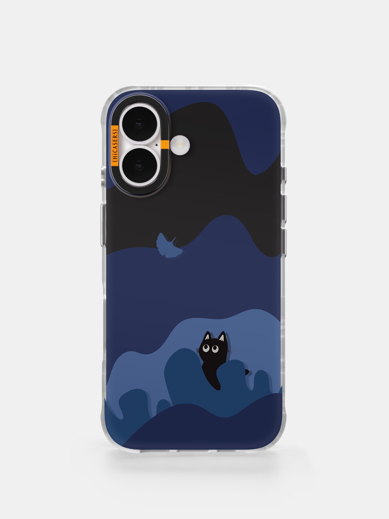 Curious Cat Iridescent Mirror Phone Case - Deep Navy Blue | Stylish & Protective Cover for iPhone & Samsung | Perfect for Everyday Use & Night Out