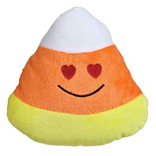 Emoji Candy Corn Plush Halloween Dog Toy with Heart Eyes - Soft & Cute Chew Toy for Small & Medium Dogs - Perfect for Halloween Parties, Pet Costume Photos & Playtime Fun