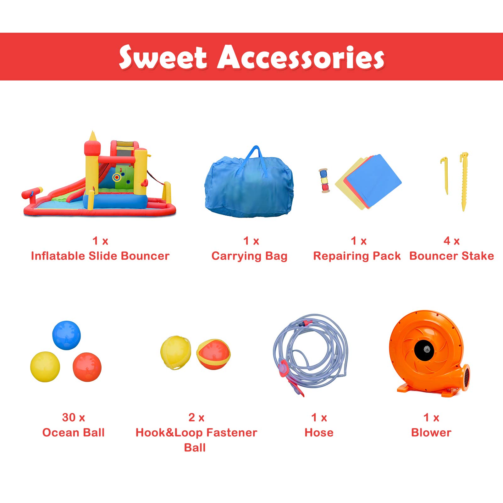 BOUNTECH Inflatable Water Slide & Bounce House Combo - 740W Blower, Splash Pool for Kids Outdoor Play | Wet/Dry Dual Use Backyard Water Park | Perfect for Birthday Parties, Summer Fun & Family Gatherings