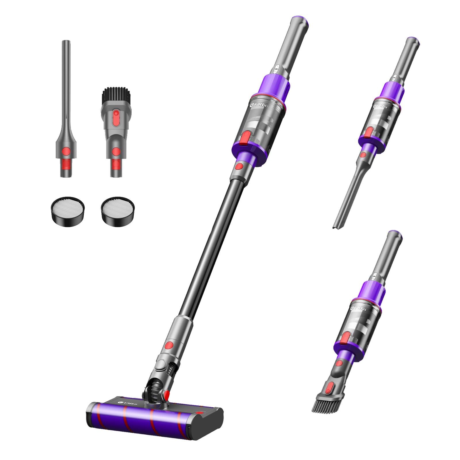 UMLo Cordless Vacuum Cleaner - 20kpa Powerful Stick Vacuum with 80,000 RPM Brushless Motor, Dual Roller Floor Brush, 35 Min Runtime, 6-in-1 Lightweight Design for Hardwood Floors & Carpets | Perfect for Pet Hair, Daily Cleaning & Quick Pickups