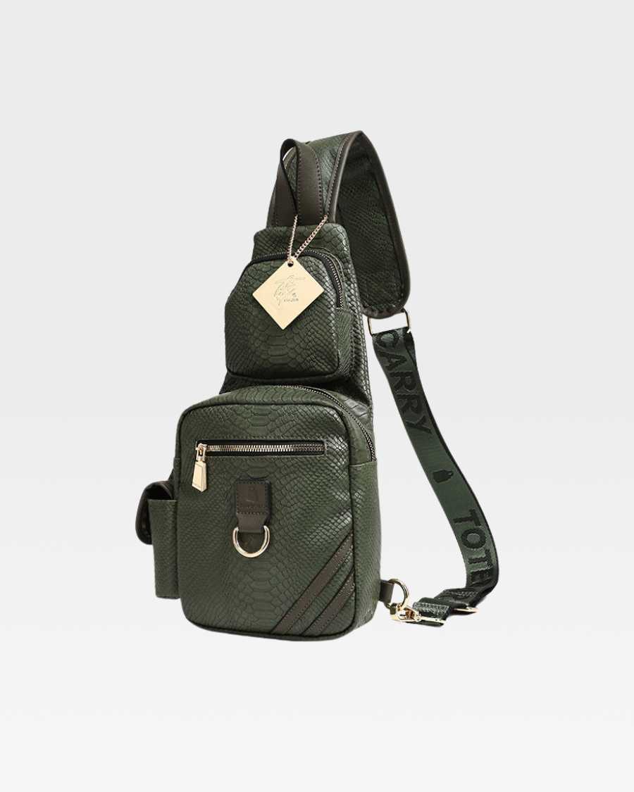 Apollo 1 Tear Drop Crossbody Bag for Women - Olive Green Leather Shoulder Purse - Perfect for Travel, Shopping & Everyday Use
