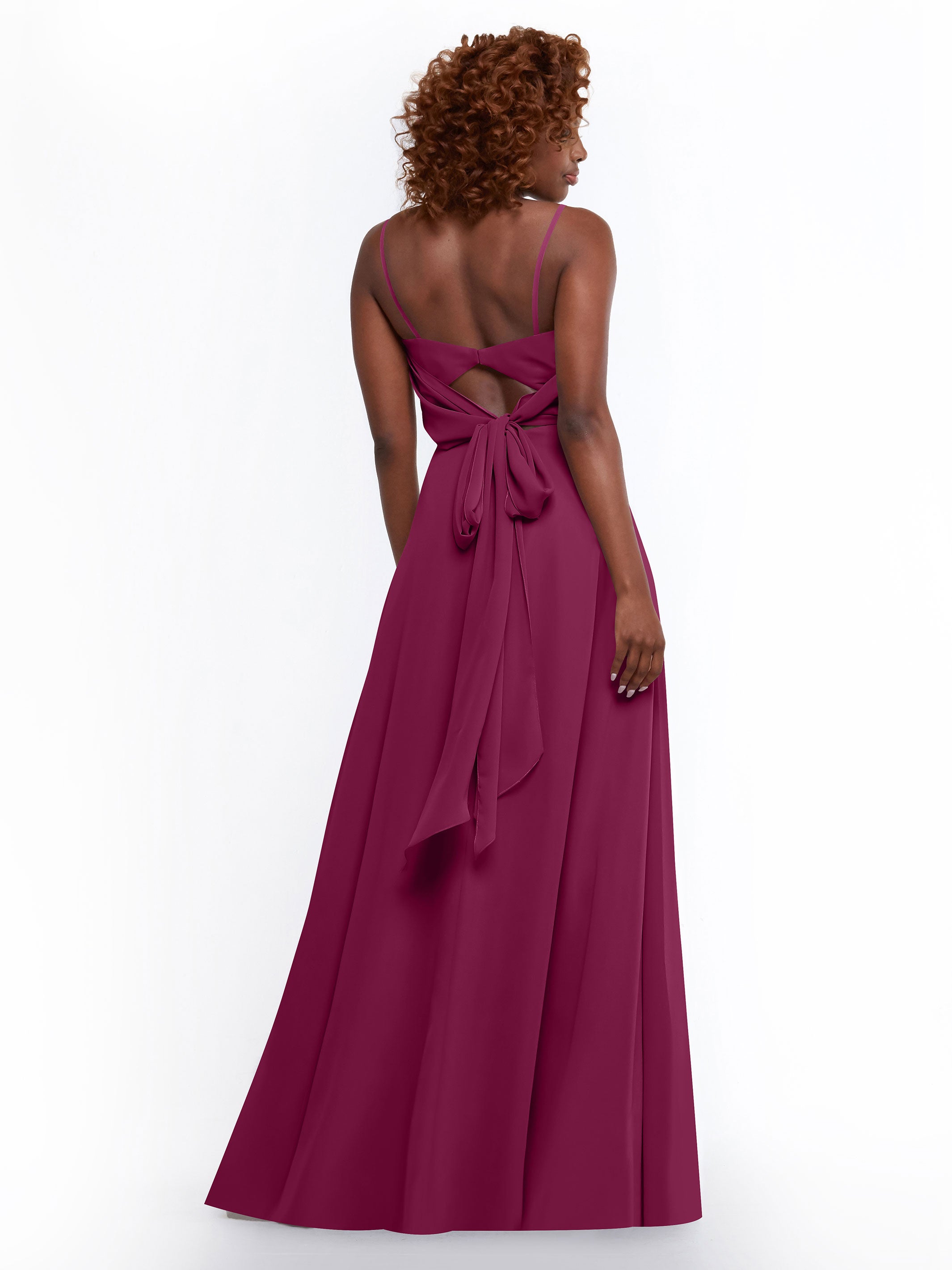 Elegant A-Line Bridesmaid Dress with Flowy Chiffon Skirt and Thigh Slit - Perfect for Weddings, Formal Events & Special Occasions