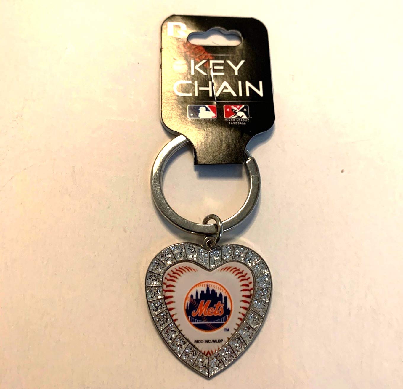 Rico MLB Rhinestone Heart Keychain - Stylish Baseball Team Keyring for Fans, Gifts, and Accessories | Perfect for Game Day, Purse, Backpack, and Key Organization