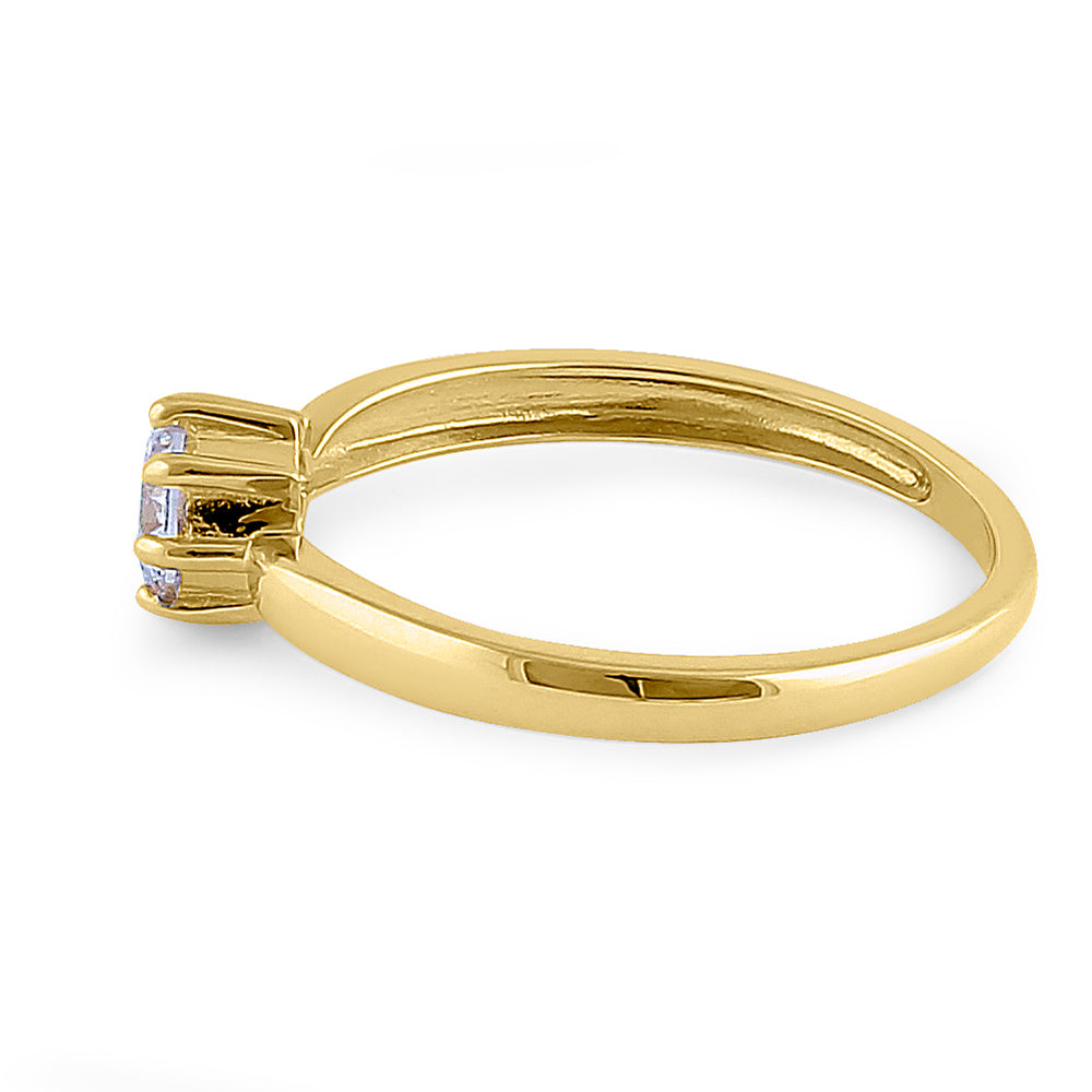 14K Yellow Gold Solitaire Round Cut Cubic Zirconia Engagement Ring for Women - Perfect for Proposals, Anniversaries & Weddings