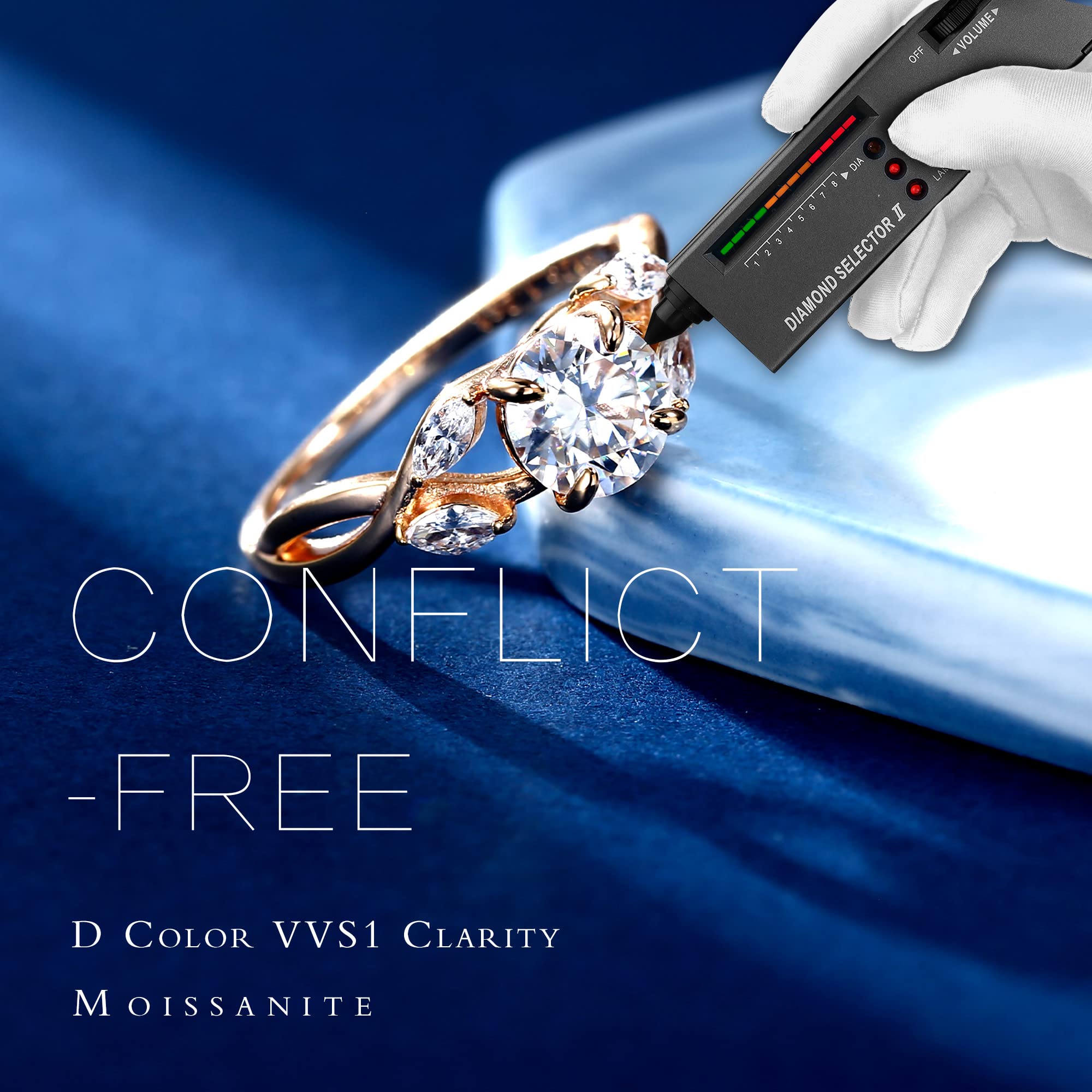 MOOSEA 1.2ct D Color VVS1 Clarity Lab-Created Moissanite Engagement Ring for Women - 925 Sterling Silver Twig Design Wedding Band, Anniversary Jewelry Gift for Her | Perfect for Proposals, Weddings & Special Occasions
