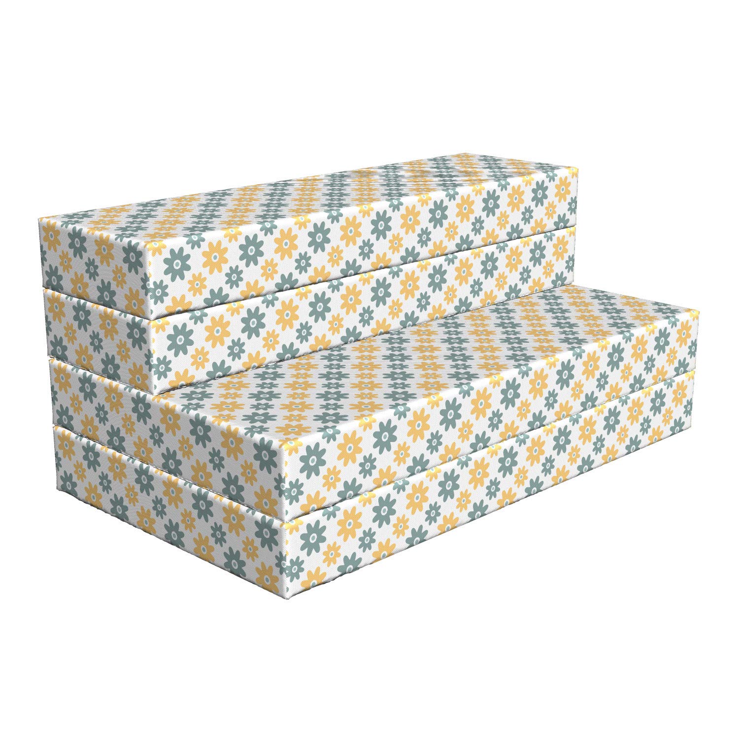 Ambesonne Garden Foldable Mattress - Retro Daisy Pattern Outdoor Camping Mattress for Picnics, Travel & Guest Bed