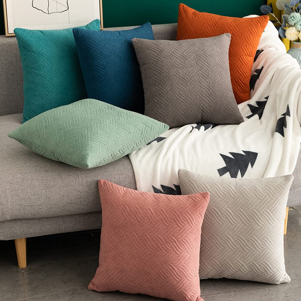 2 Pack Quilted Velvet Throw Pillow Covers 18x18 Inches - Soft Breathable Square Cushion Covers for Sofa, Couch & Bedroom Decor - Off White - Perfect for Living Room, Bedroom & Home Styling