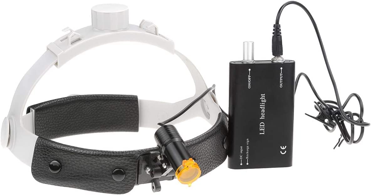 5W Portable LED Surgical Headlight - Adjustable Square Beam Headlamp with Optical Filter, Belt Clip & Battery - Perfect for Medical Procedures, Dental Work, and Detailed Repair Tasks