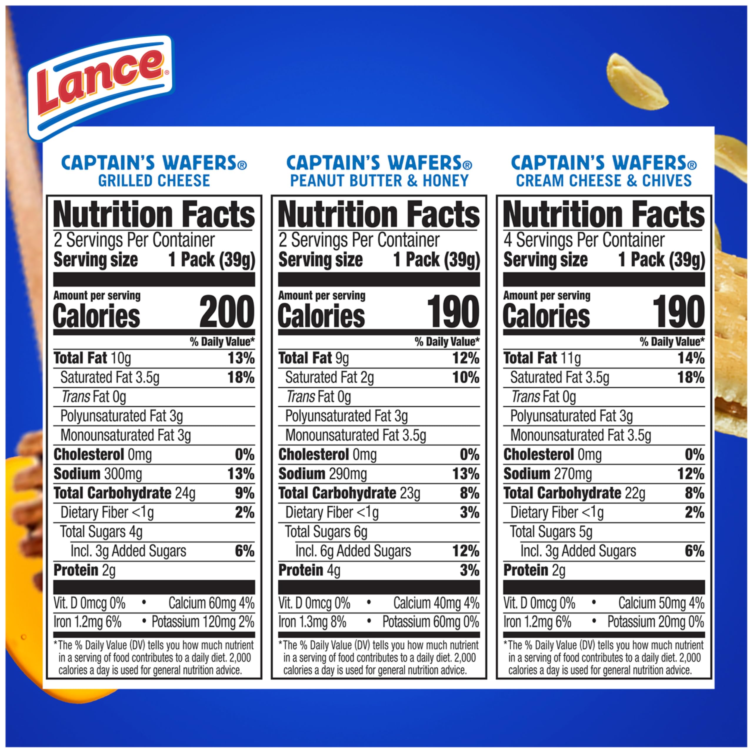 Lance Sandwich Crackers Variety Pack - Captain's Wafers, 8 Individual Packs (6 Sandwiches Each) | Perfect for Lunch Boxes, Office Snacks & Road Trips