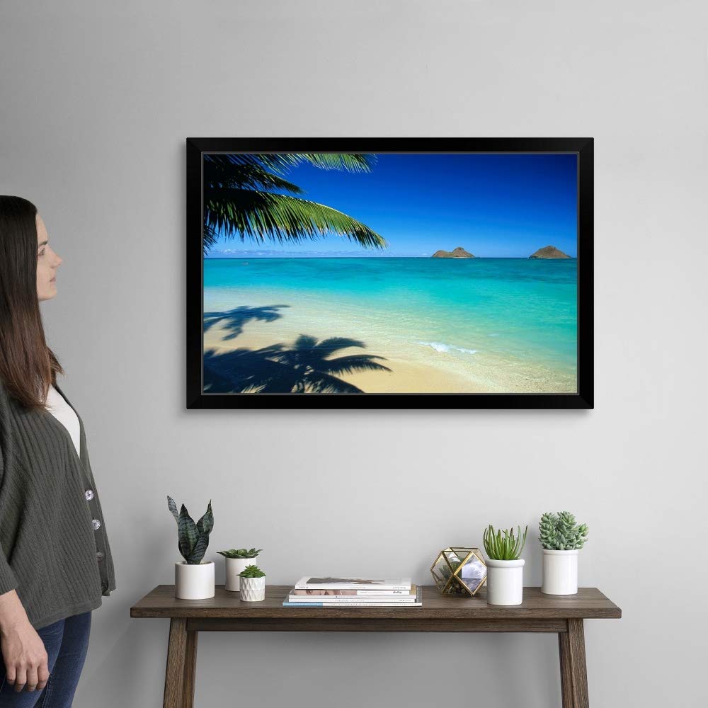 Stunning Lanikai Beach Oahu Hawaii Black Framed Art Print - Tropical Coastal Wall Decor for Living Room, Bedroom & Office