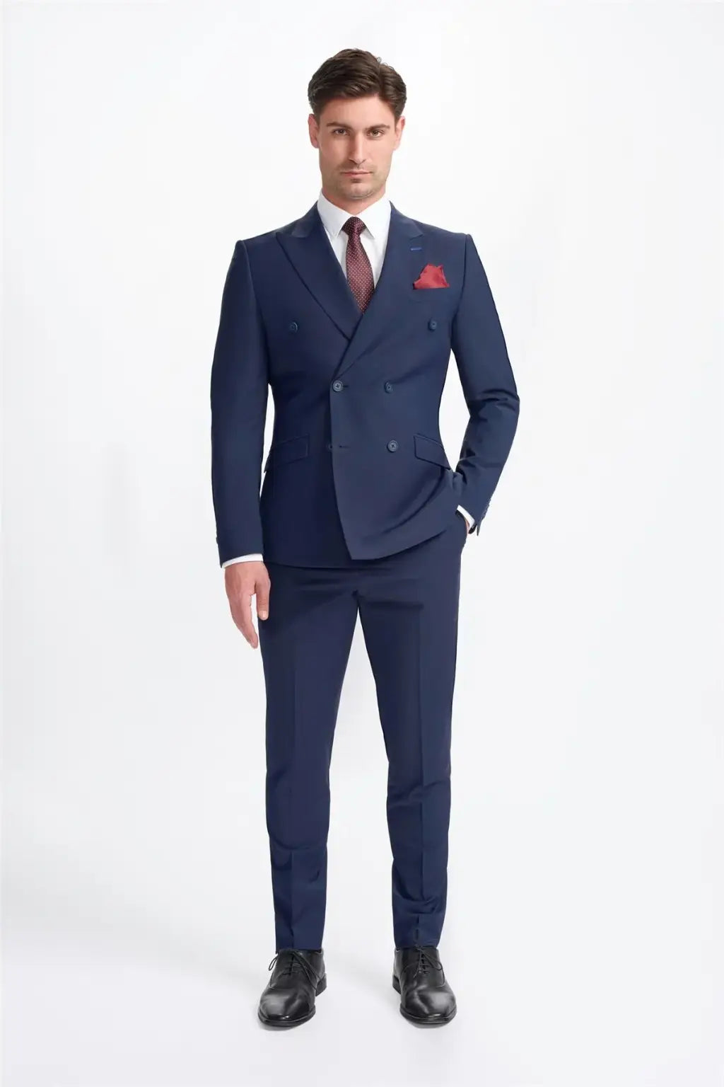Cavani Bond Navy Blue Double Breasted Blazer for Men - Premium Formal Business Suit Jacket | Perfect for Office, Weddings & Special Occasions