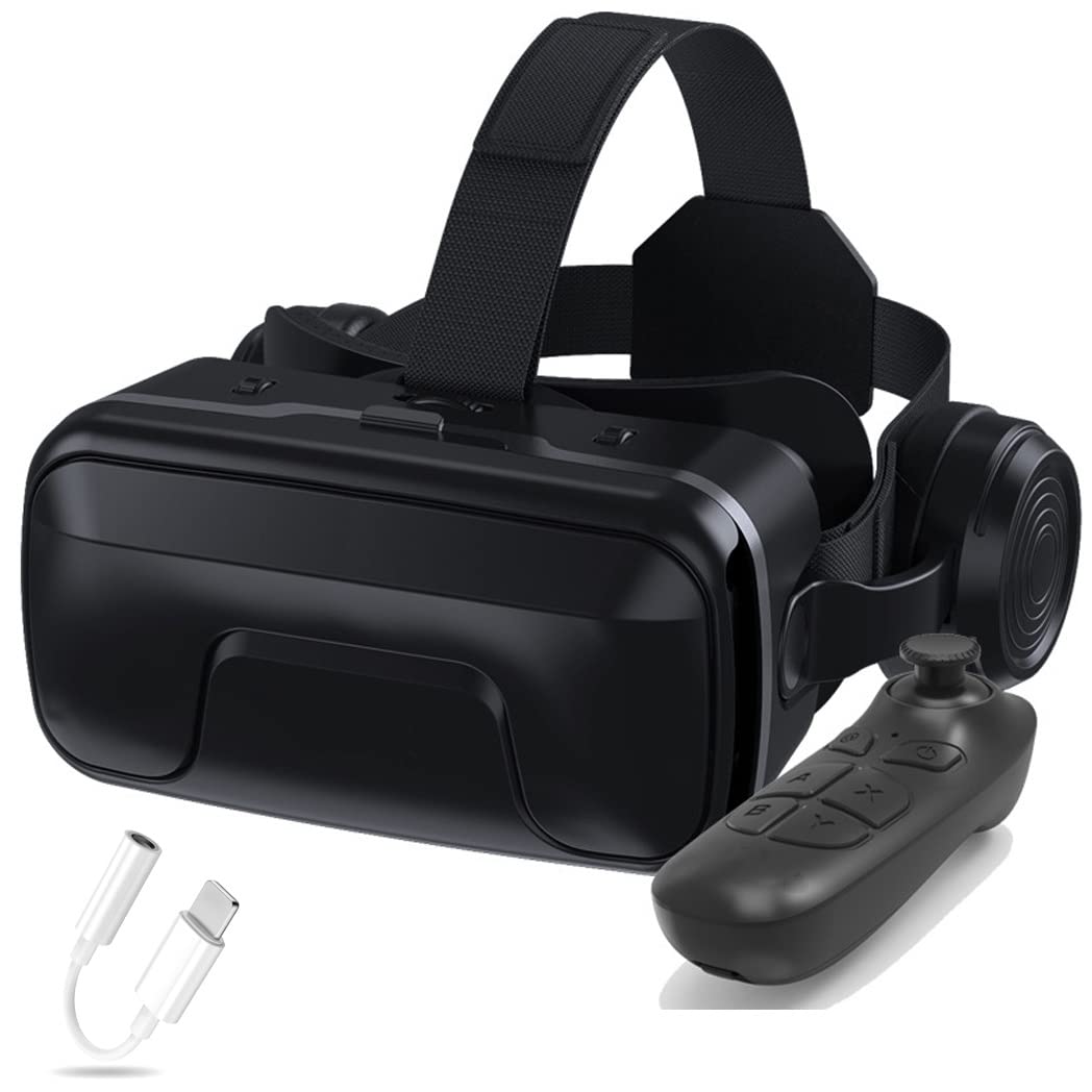 Lunette 3D VR Headset, Virtual Reality Goggles with Bluetooth Controller for iPhone 13 Pro Max/13 Pro/13/12/11 & Samsung Galaxy S21/Huawei/Xiaomi - Immersive Gaming & 360° Video Experience (Color: A, Size: iOS)