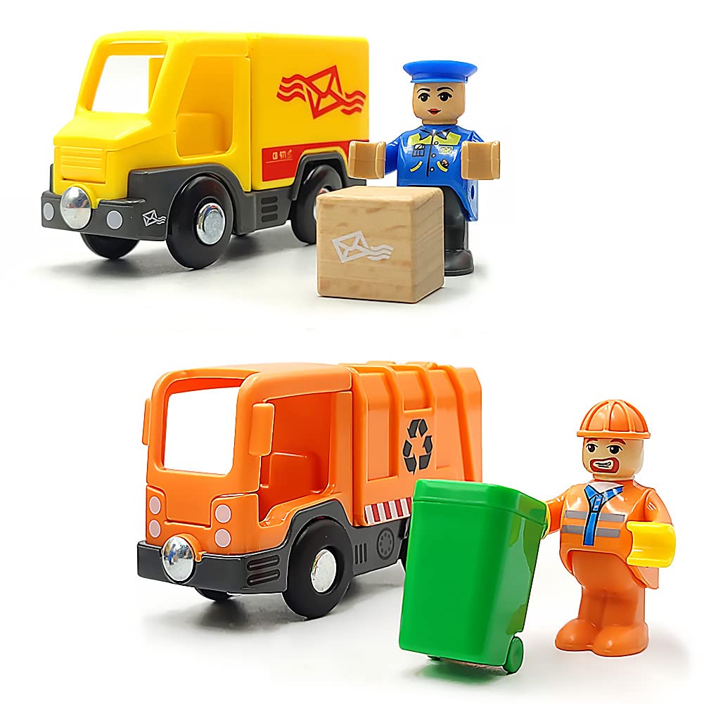 **Magnetic Garbage Truck Toy for Kids - City Vehicle with Wood Train Set Compatibility - Indoor & Outdoor Play for 3-5 Year Old Boys - Perfect for Pretend Play & Train Set Scenes**