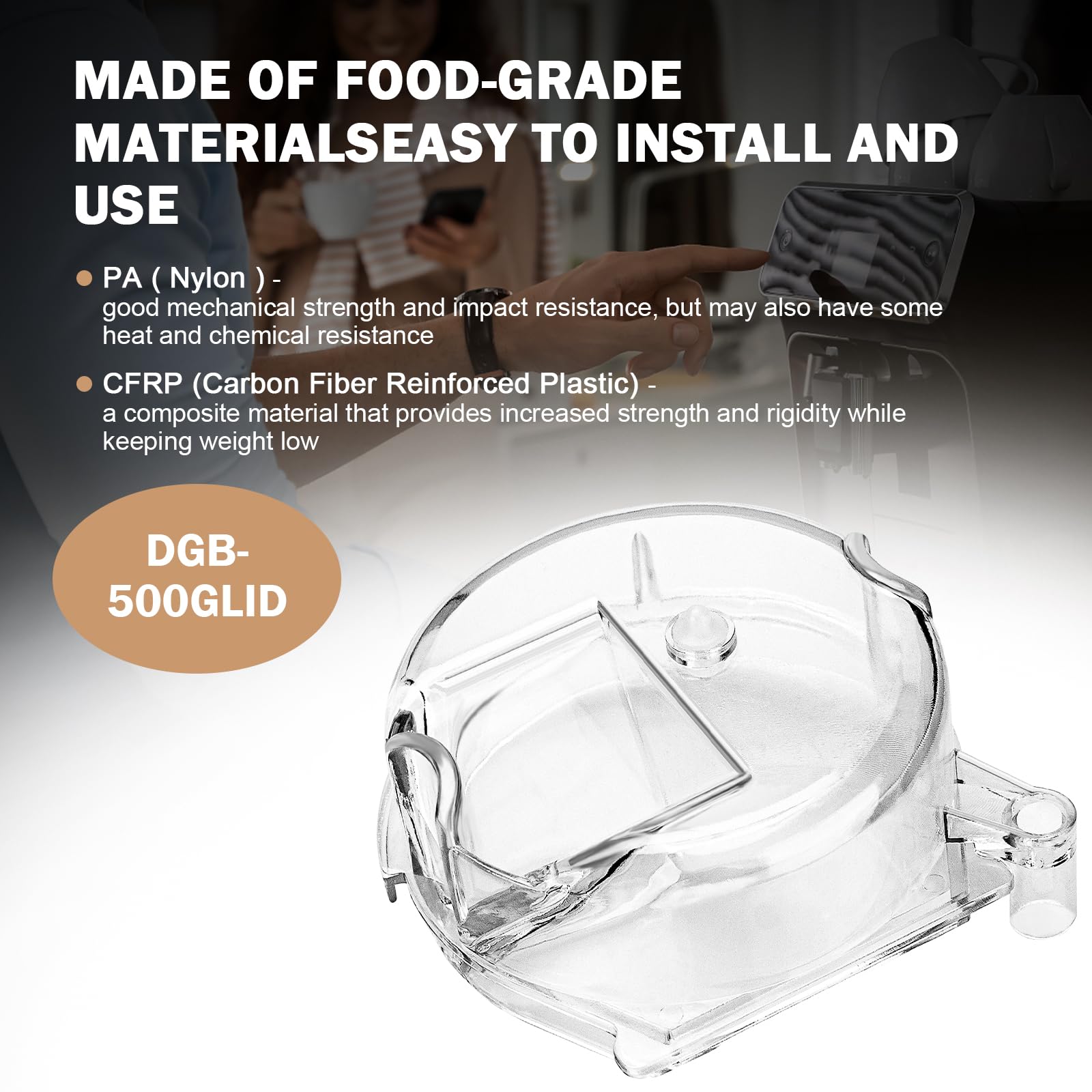 Original DGB-500GLID Grinder Assembly Lid Replacement for Cuisinart Coffee Grinder - Compatible with DGB-600/DGB-625/DGB-650/DGB-500/DGB-500BK/DGB-600BCC Models - Clear Plastic Cover - Perfect for Home & Office Coffee Brewing