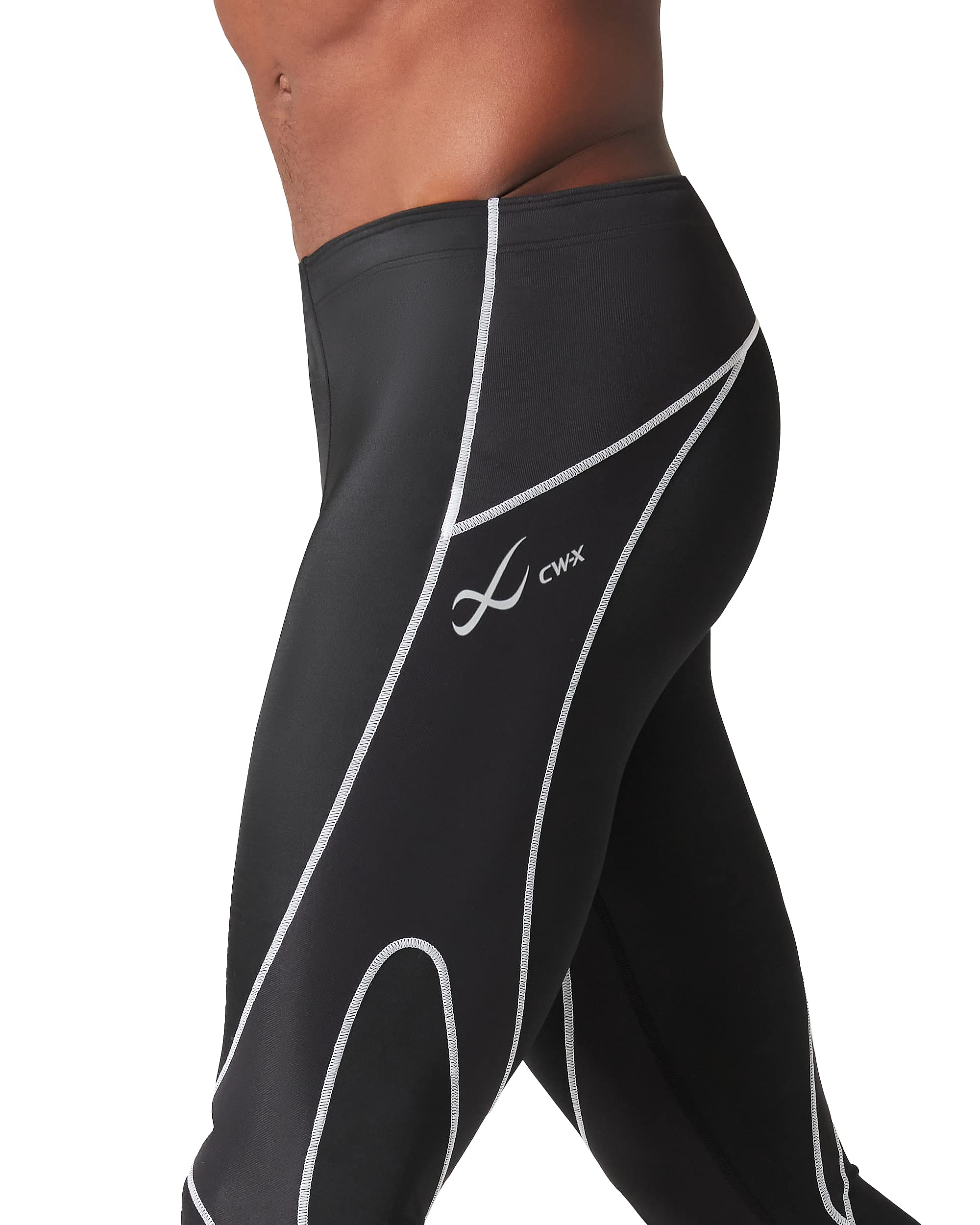 CW-X Men's Stabilix 3/4 Compression Tights for Joint Support - Running, Cycling & Workout Recovery (Black)