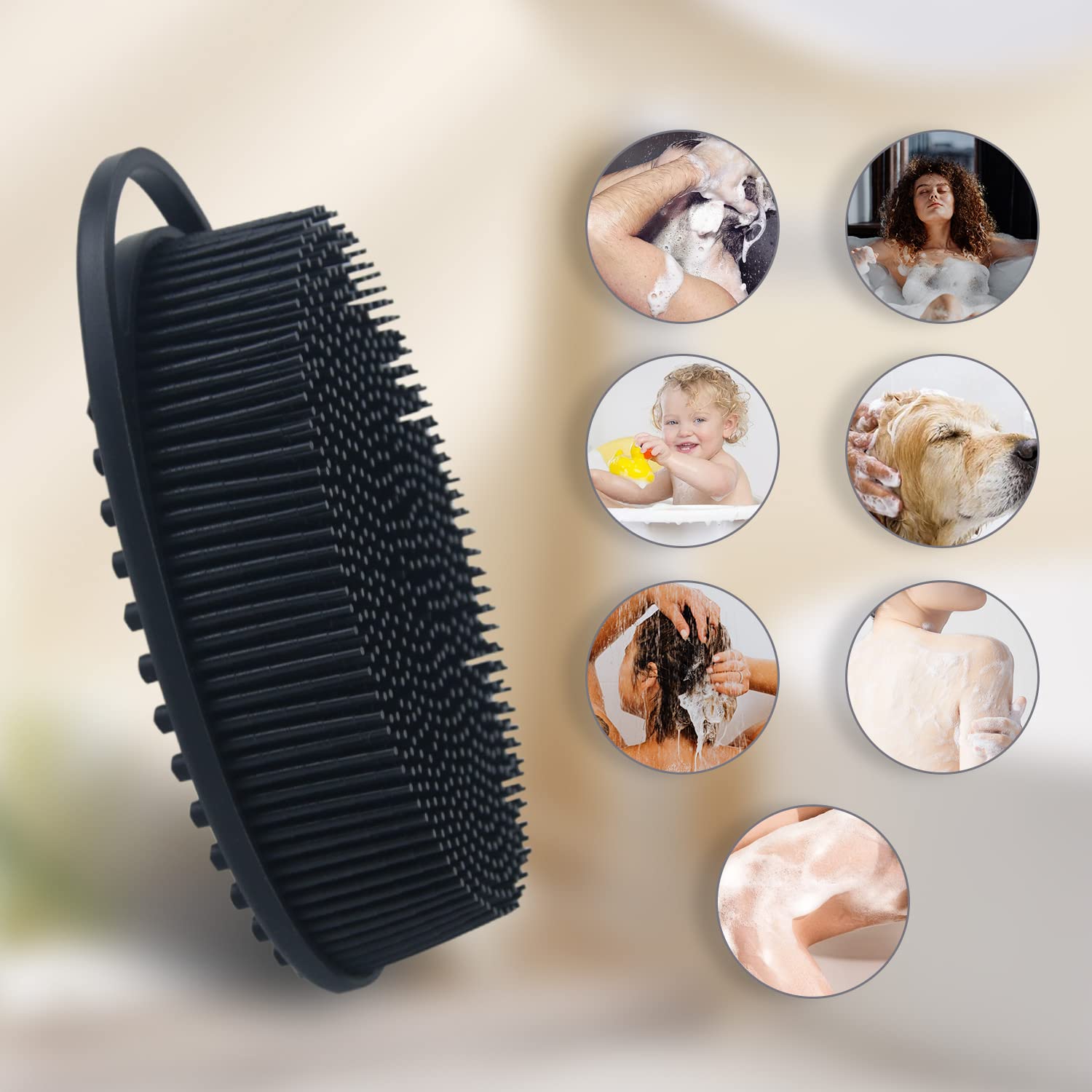 Exfoliating Silicone Body Scrubber & Loofah - Shower Brush for Deep Cleansing - Men & Women Skin Care - Perfect Gift for Dad - Ideal for Daily Shower, Spa & Exfoliation Routine
