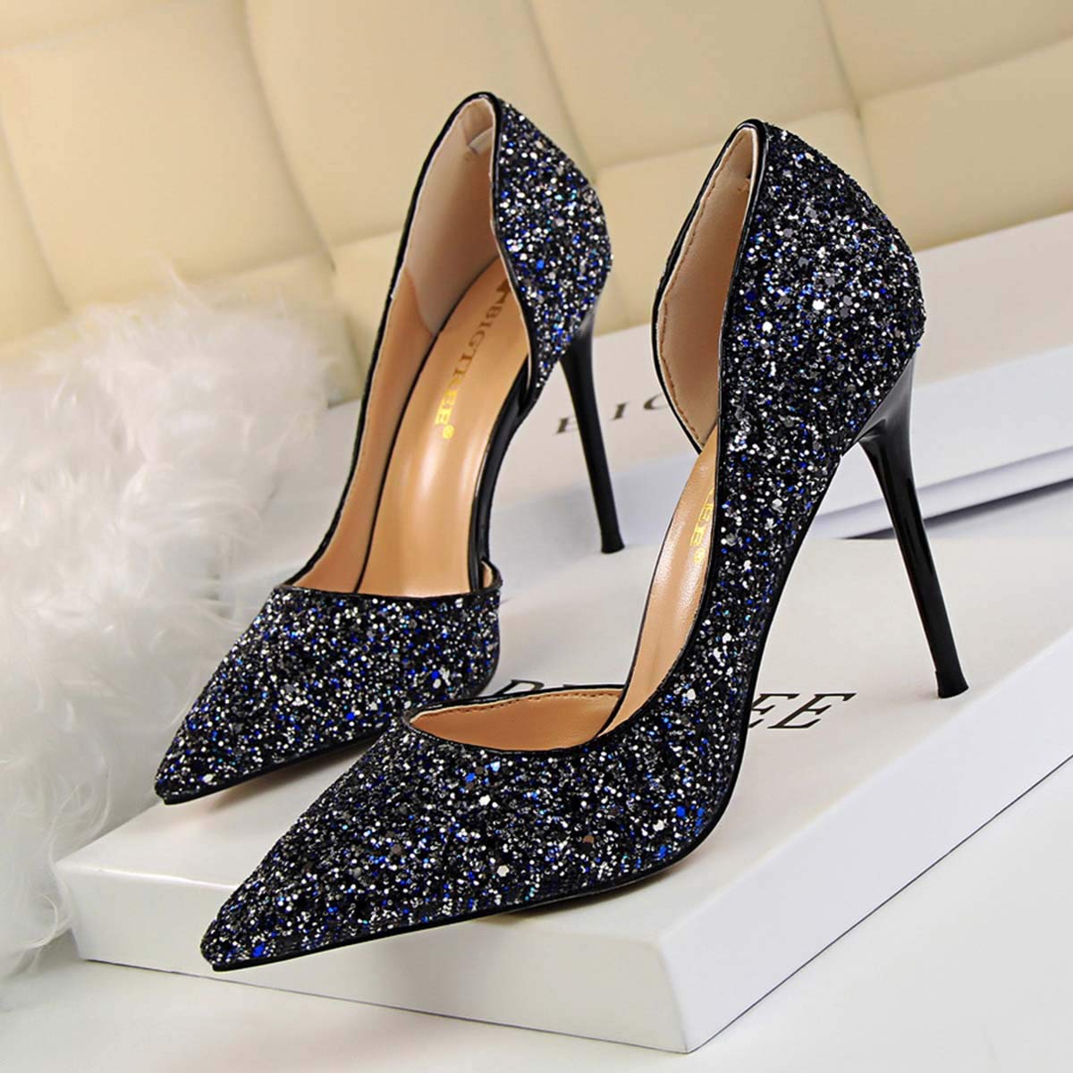 JOEupin Women's High Heel Pumps - Sexy Stiletto Dress Shoes for Wedding, Party & Evening Wear - Elegant Semi-Open Toe Women's Heels for Formal Occasions, Date Night & Special Events