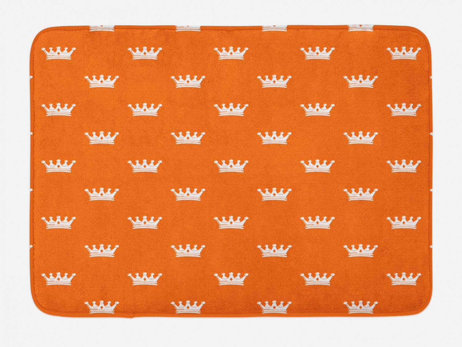 Ambesonne Crown Bath Mat - Non-Slip Plush Bathroom Rug with Royalty Design, 30.2 x 20 Inches, Burnt Orange & White - Perfect for Luxury Bathroom Decor and Gift for Home Decor Enthusiasts