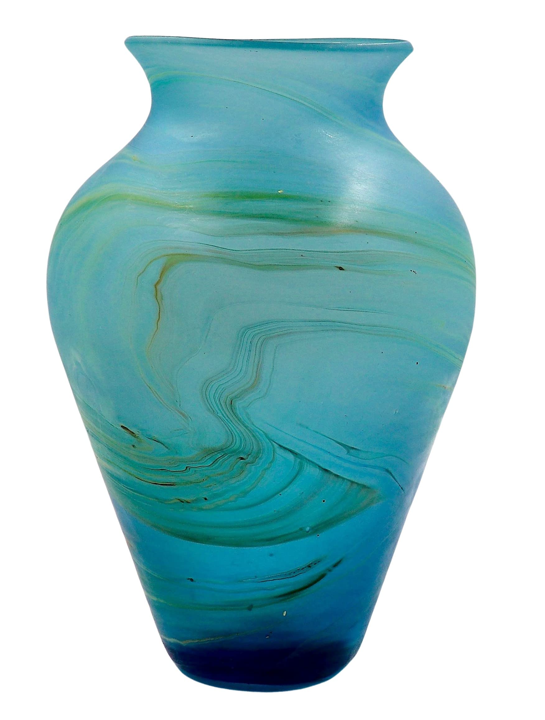 Handmade Turquoise Cyan Glass Vase - Decorative Flower Vase for Centerpieces, Modern Home Décor, Wedding & Event Table Decor | Perfect for Living Room, Dining Table, Office & Gift Giving