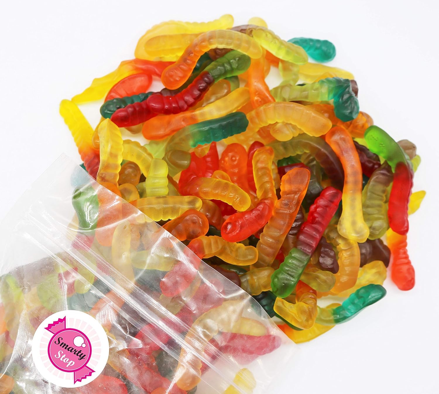 Smarty Stop Assorted Fruit Worm Gummy Candy - 2 LB Bulk Pack | Perfect for Halloween, Birthday Parties & Office Snacks