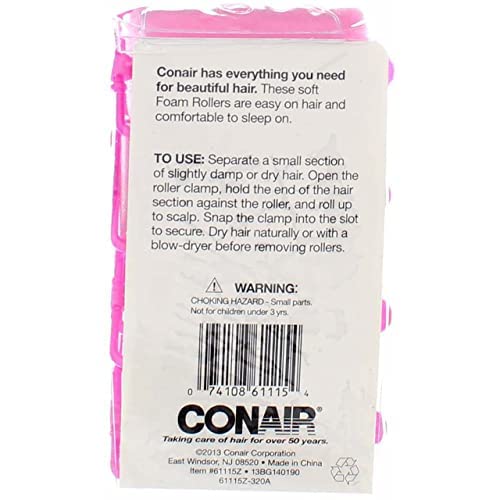 Conair Styling Essentials Extra Large Foam Rollers 61115N for Salon-Quality Curls & Waves at Home | Perfect for DIY Hairstyling & Volume