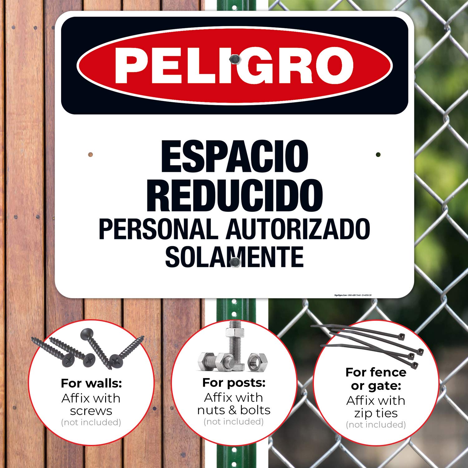 Danger Confined Space Authorized Personnel Only Bilingual Sign (English/Spanish) - OSHA Compliant 24x30 Inches - Rust-Free .063 Aluminum for Indoor & Outdoor Use - Fade-Resistant, Made in USA - Ideal for Construction Sites, Warehouses & Industrial Safety Areas