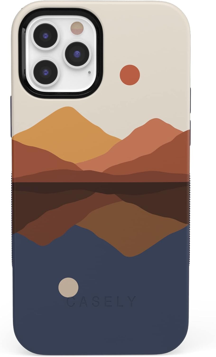 Casely iPhone 12/12 Pro Case - Opposites Attract Day & Night Colorblock Mountains Design | MagSafe Compatible | Shockproof Protective Cover | Perfect for Outdoor Adventures & Daily Use