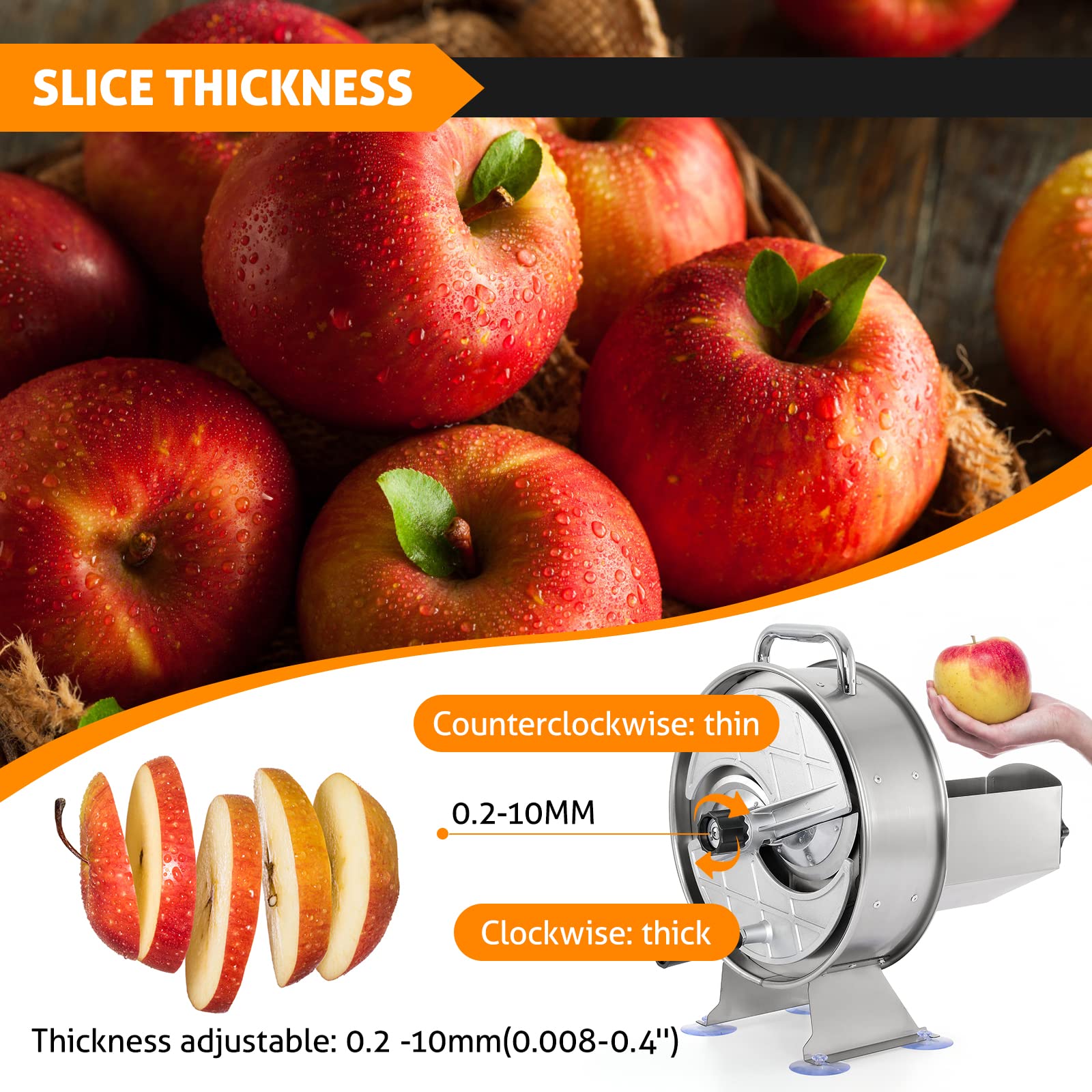 WICHEMI Commercial Stainless Steel Vegetable Slicer - Manual Potato, Lemon, Tomato & Onion Cutter - Perfect for Restaurants, Catering & Home Kitchen Food Prep