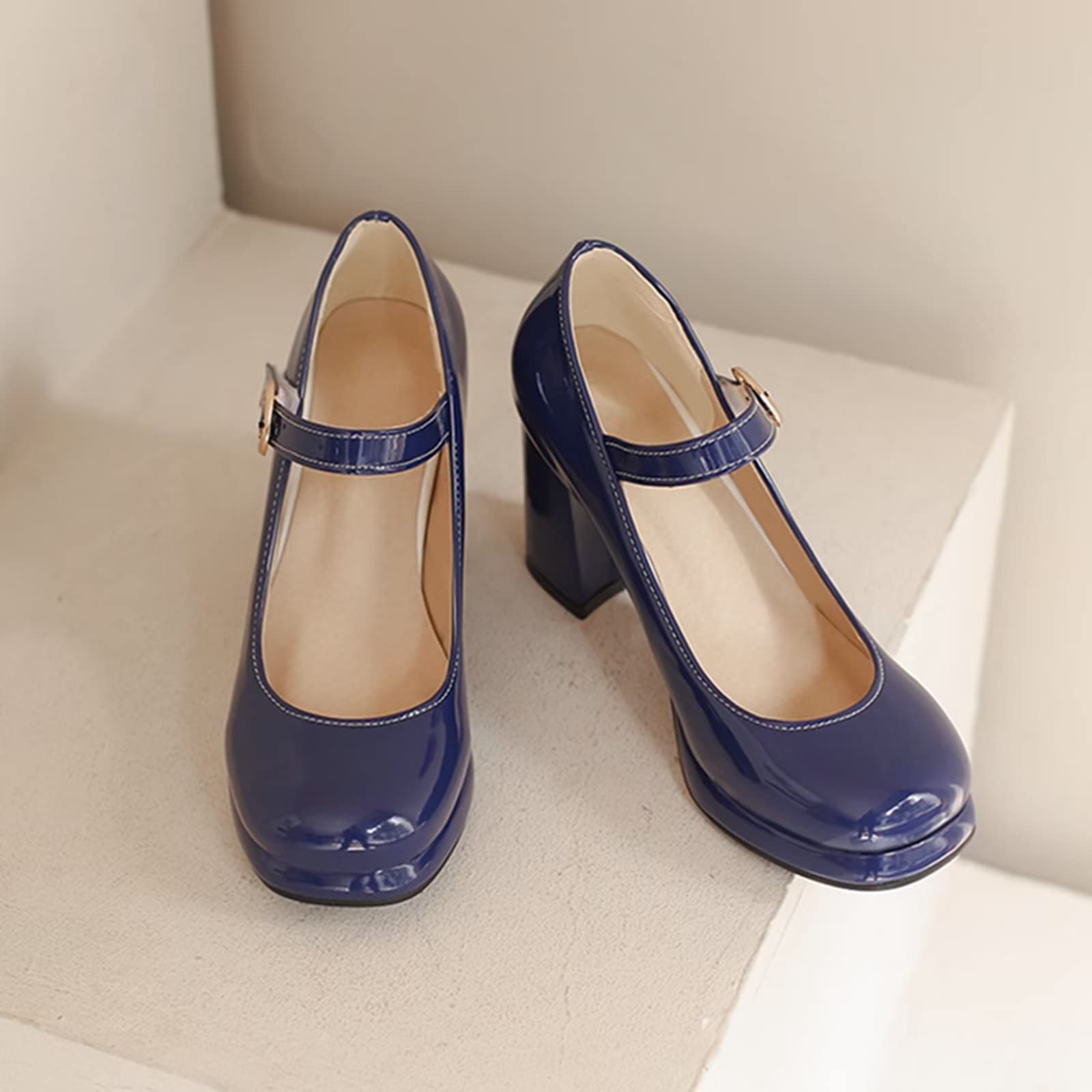 Women's Platform Block Heel Mary Jane Shoes - Round Toe Comfortable Pumps for Work, Party & Wedding (Casual & Formal Occasions)