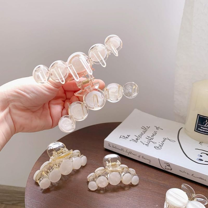 Belicia 4 Pack Large Grip Hair Claw Clips for Thin Hair - Non-Slip Hair Clips for Women & Girls, Strong Hold Jaw Clamp Barrettes (Mermaid Style) - Perfect for School, Work, Gym & Everyday Hairstyles