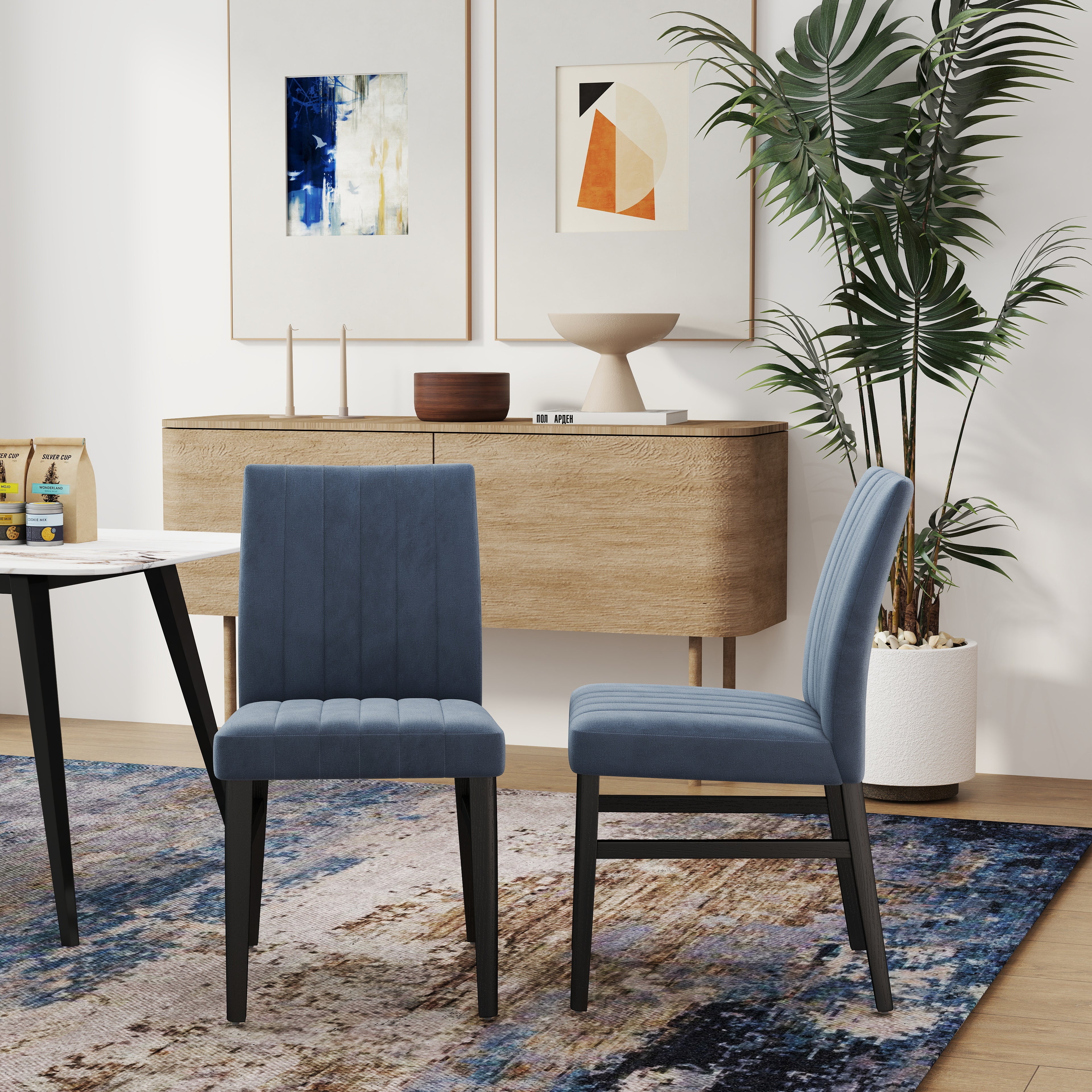 Roundhill Furniture Wendell Contemporary Upholstered Dining Chairs Set of 2 - Modern Kitchen & Dining Room Seating for Home & Restaurant Use