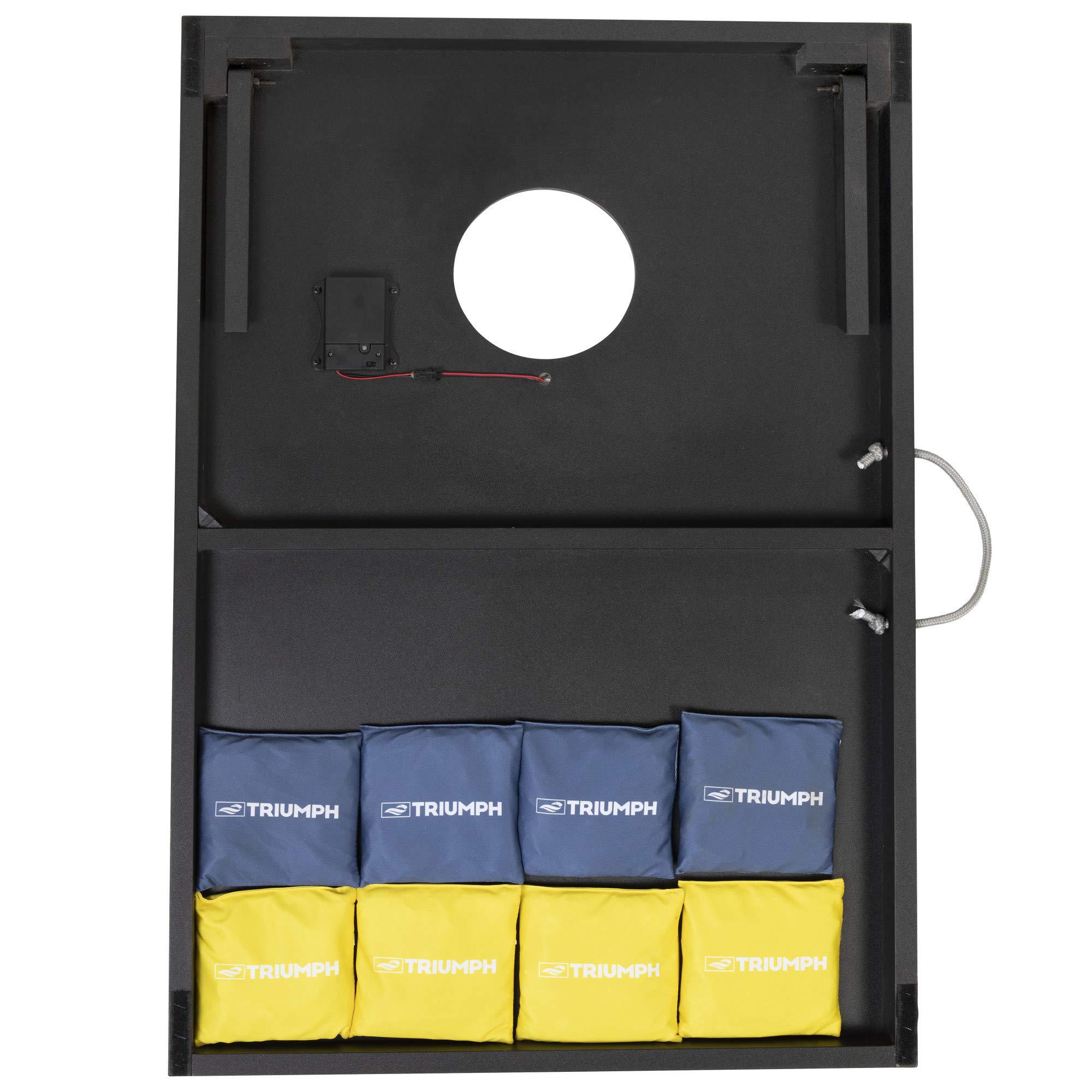 Premium Triumph Sports 2x3 Cornhole Game Set with LED Light Options - Includes 8 Bean Bags & Regulation Boards for Backyard, Tailgate Parties & Outdoor Fun
