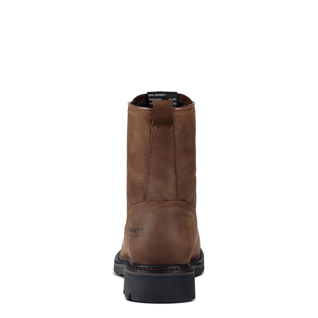 **Cascade 8 Inch Soft Toe Wide Square Toe Work Boots for Men - Alamo Brown - Durable & Comfortable for Construction, Hiking & Outdoor Work**