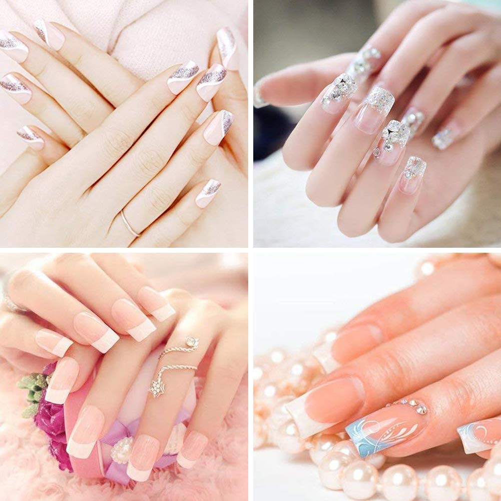 200 Pcs Acrylic Nail Tips - French Half Cover Fake Nails, Coffin Shape Artificial Nails in 10 Sizes - Natural Look for Nail Salons & DIY Manicure - Perfect for Wedding, Party & Everyday Nail Art with Storage Box