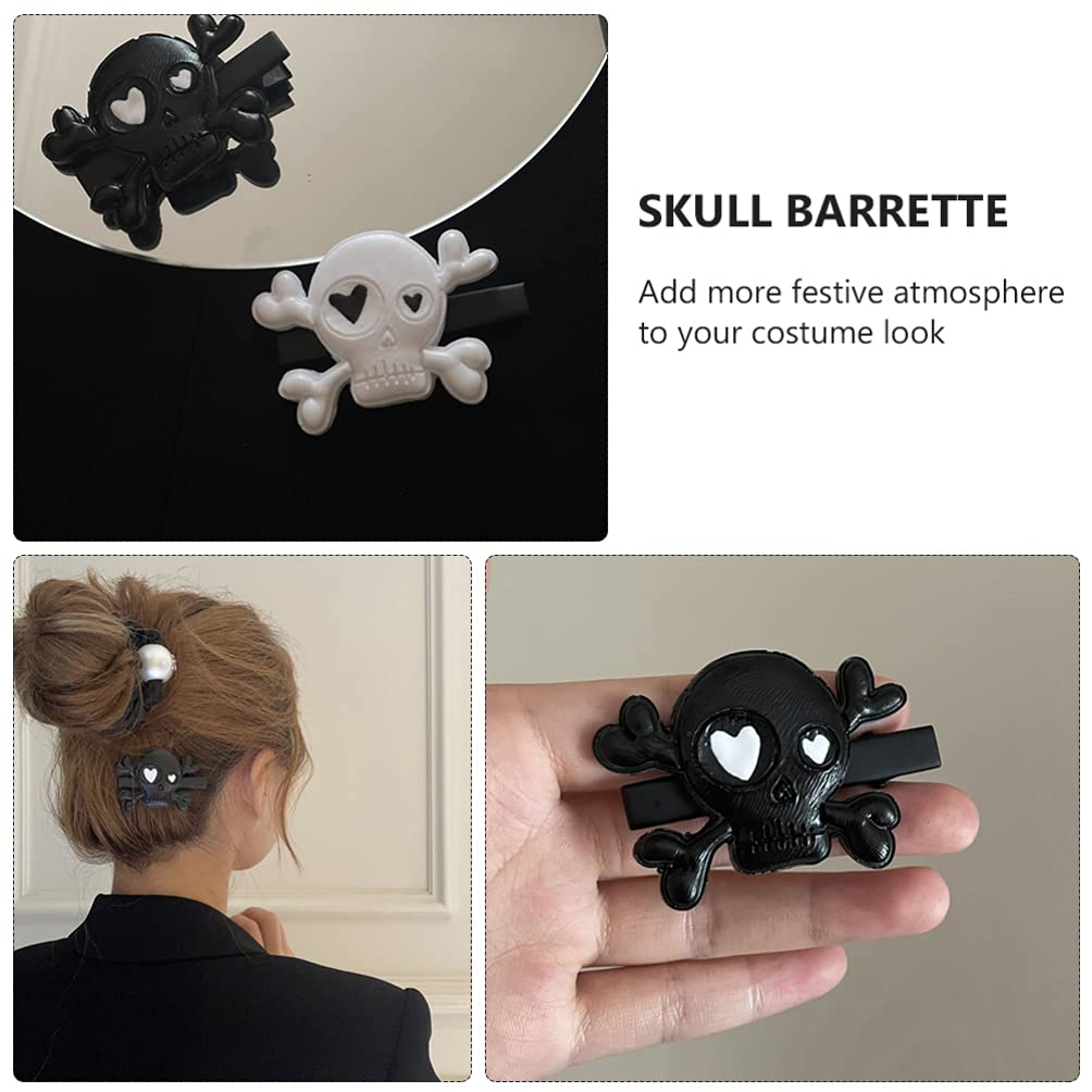 FRCOLOR 2Pcs Halloween Skull Hair Clips - Gothic Skeleton Hair Pins Metal Barrettes for Women & Girls | Perfect for Halloween Parties, Cosplay & Gothic Fashion Accessories