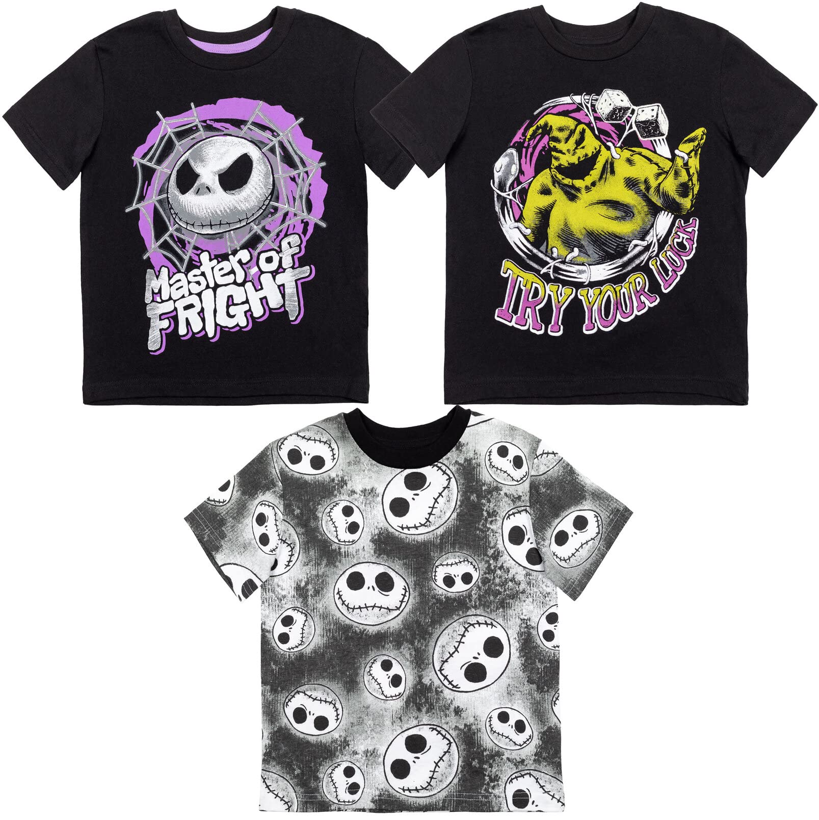 Disney 3 Pack Short Sleeve T-Shirt Set - Cars, Stitch & Nightmare Before Christmas Graphic Tees for Kids & Adults | Casual Wear, Disney Themed Parties & Family Outings
