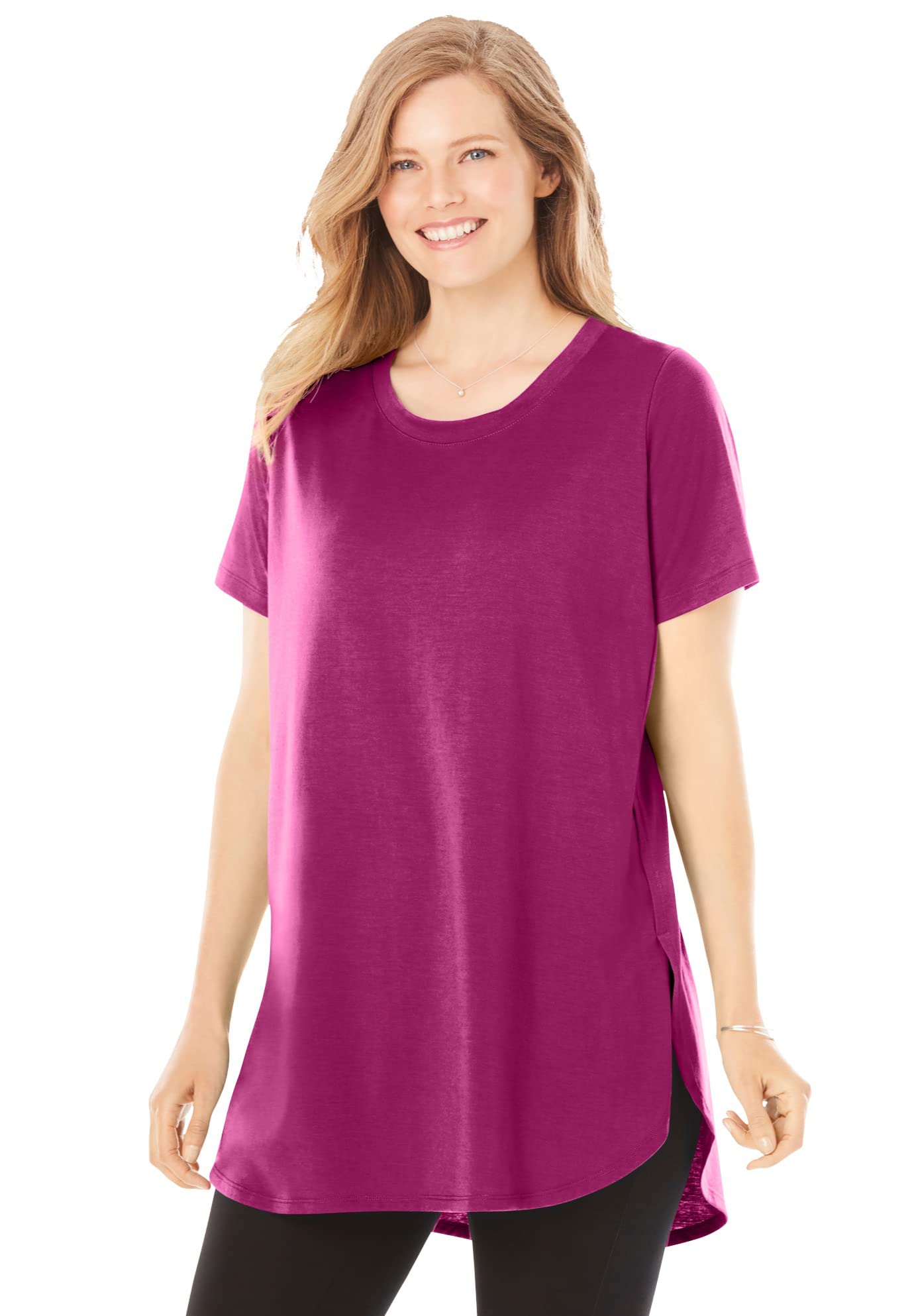 Woman Within Women's Plus Size Easy Maxi Tunic Dress - Flowy Casual Summer Tunic for Women | Perfect for Beach, Vacation & Everyday Wear