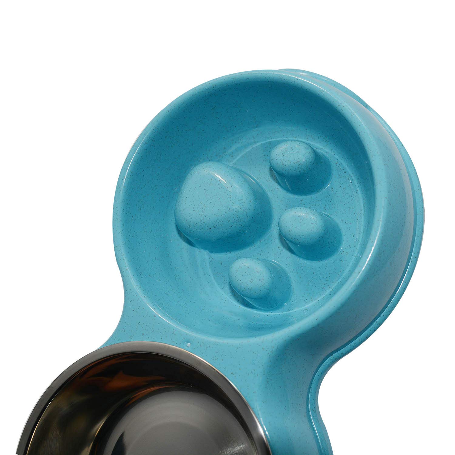 Stainless Steel Slow Feed Dog Bowl for French Bulldogs - Interactive Eco-Friendly Pet Bowl to Slow Down Eating & Drinking - Perfect for Frenchies, Small & Medium Dogs (Blue) - Great for Mealtime Fun & Portion Control