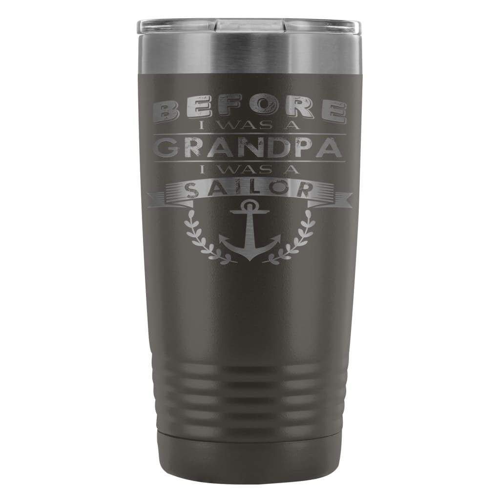 ODDITEES 20oz Stainless Steel Tumbler - Laser Etched 'Before I Was A Grandpa I Was A Sailor' Design (Blue) | Double-Wall Vacuum Insulated Cup for Hot & Cold Drinks | Perfect Gift for Sailors, Veterans & Grandparents | Ideal for Coffee, Tea, Camping & Office Use