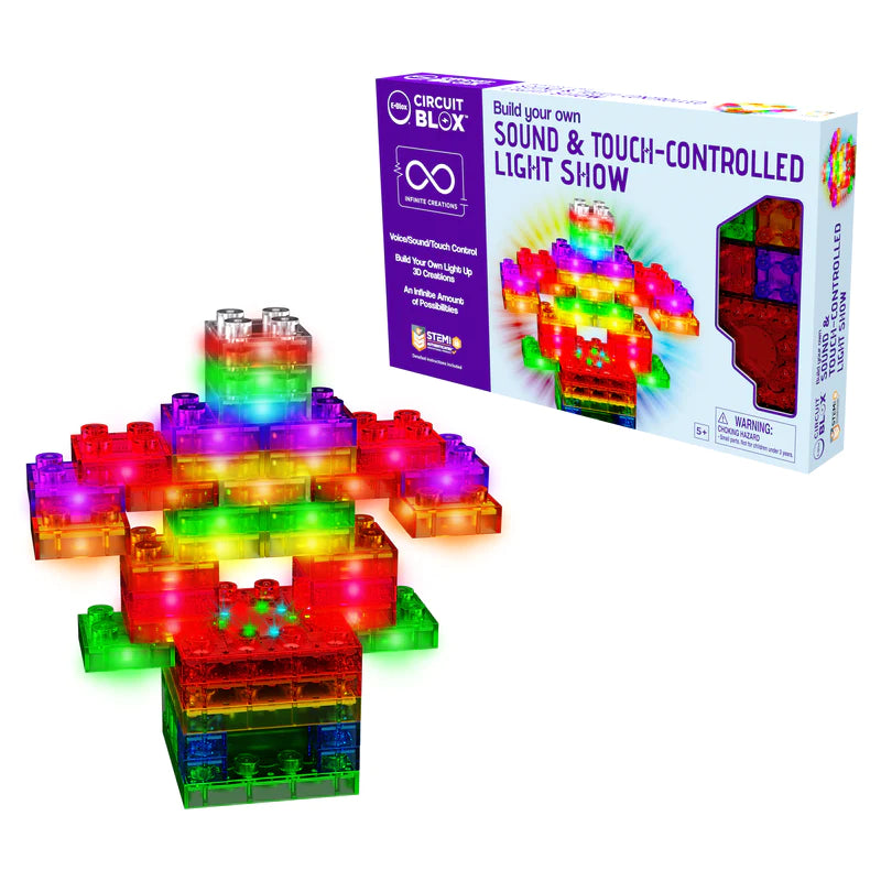 Circuit Blox™ BYO Sound & Touch Activated Light Show Kit - DIY Electronic Building Blocks for Kids & Teens - Perfect for STEM Learning, Science Projects & Interactive Play at Home or School