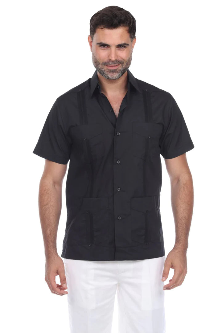 Men's Guayabera Shirt - Classic Cuban Style Short Sleeve Button Down (1673) | Perfect for Summer Weddings, Beach Vacations & Casual Wear