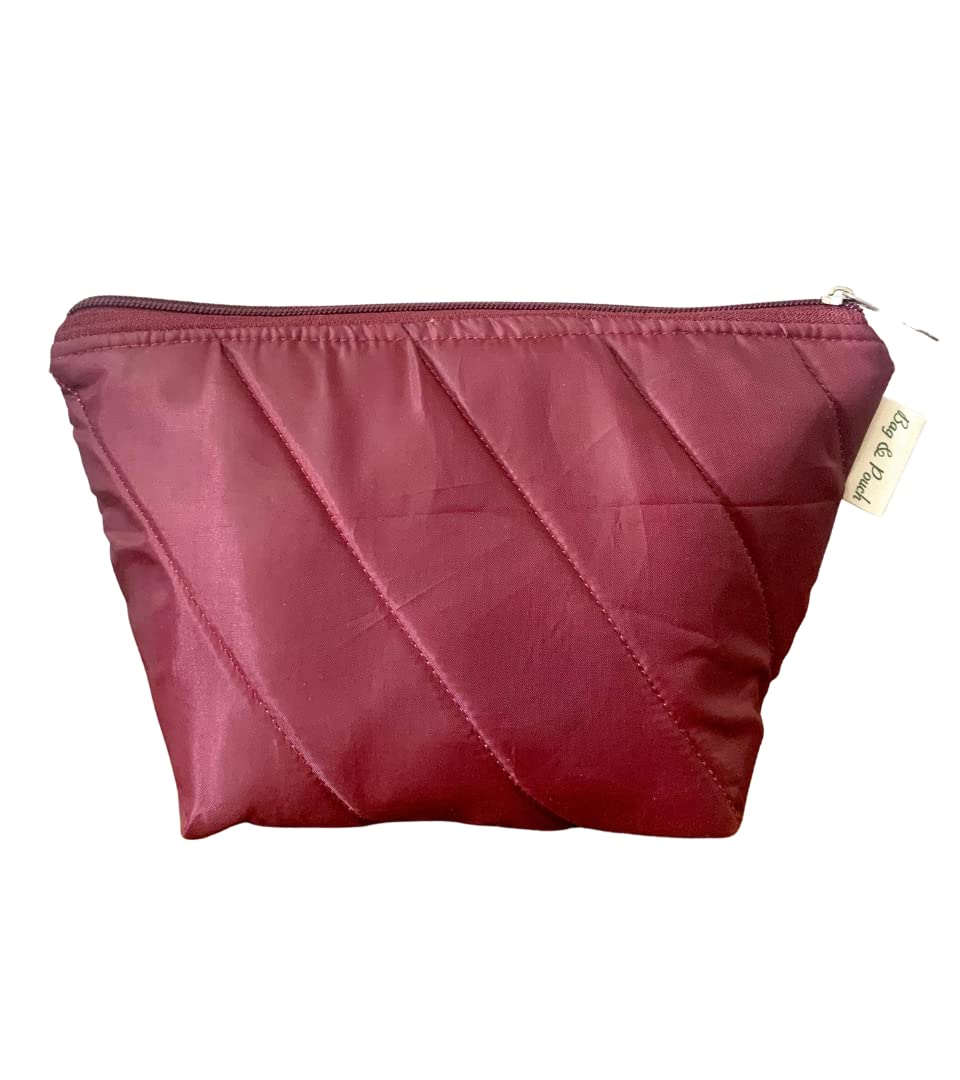 Stylish Women's Cosmetic Pouch - Travel Makeup Bag (Maroon) for Toiletries & Beauty Essentials - Perfect for Vacation, Gym & Daily Use